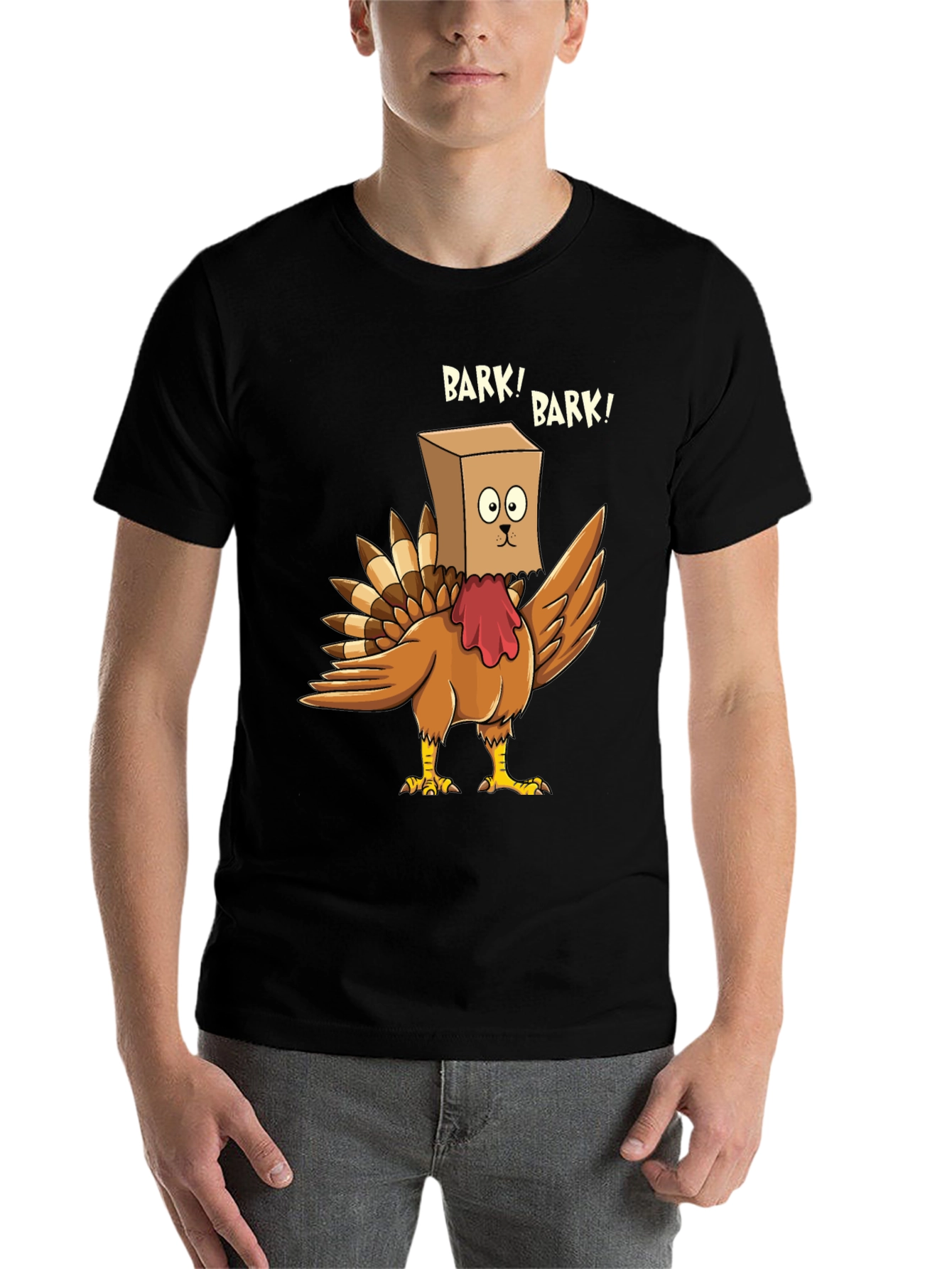 Black Funny Turkey Bark! Graphic T-Shirt view 7