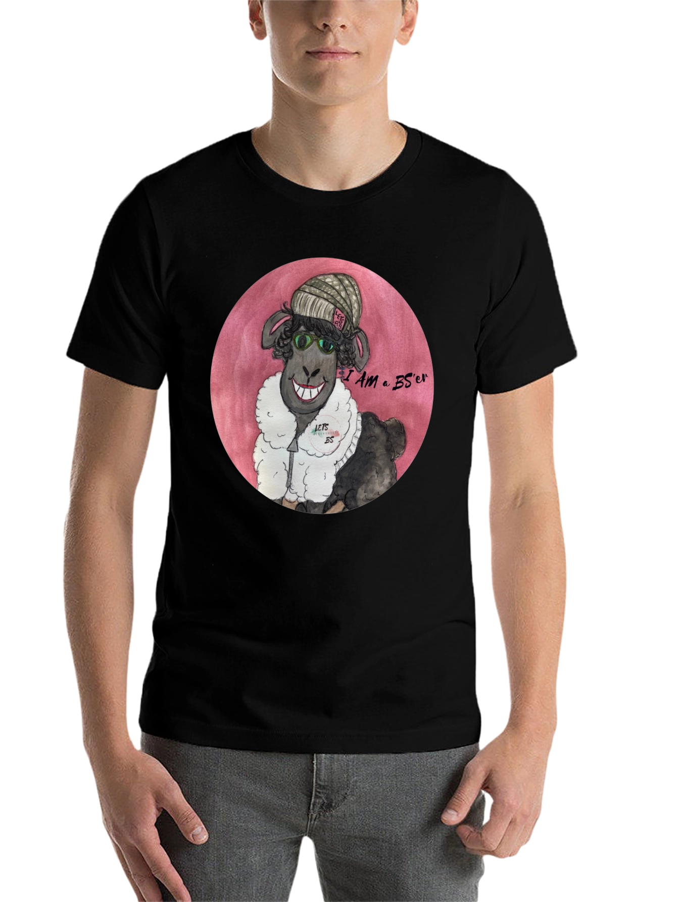 Black Black Sheep Humor T-Shirt - I AM a BS'er view 7