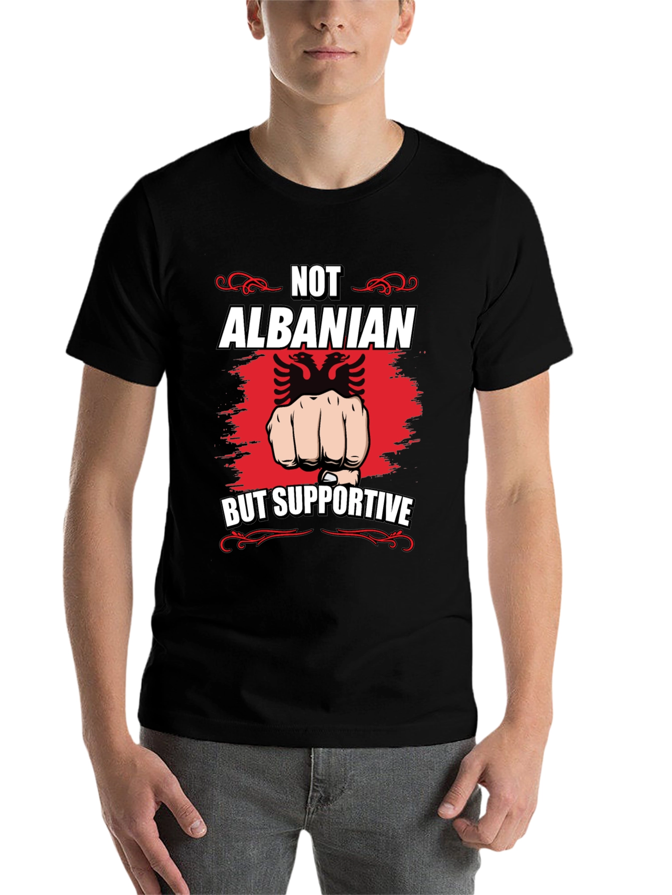Black Albanian Supporter Graphic T-Shirt view 7