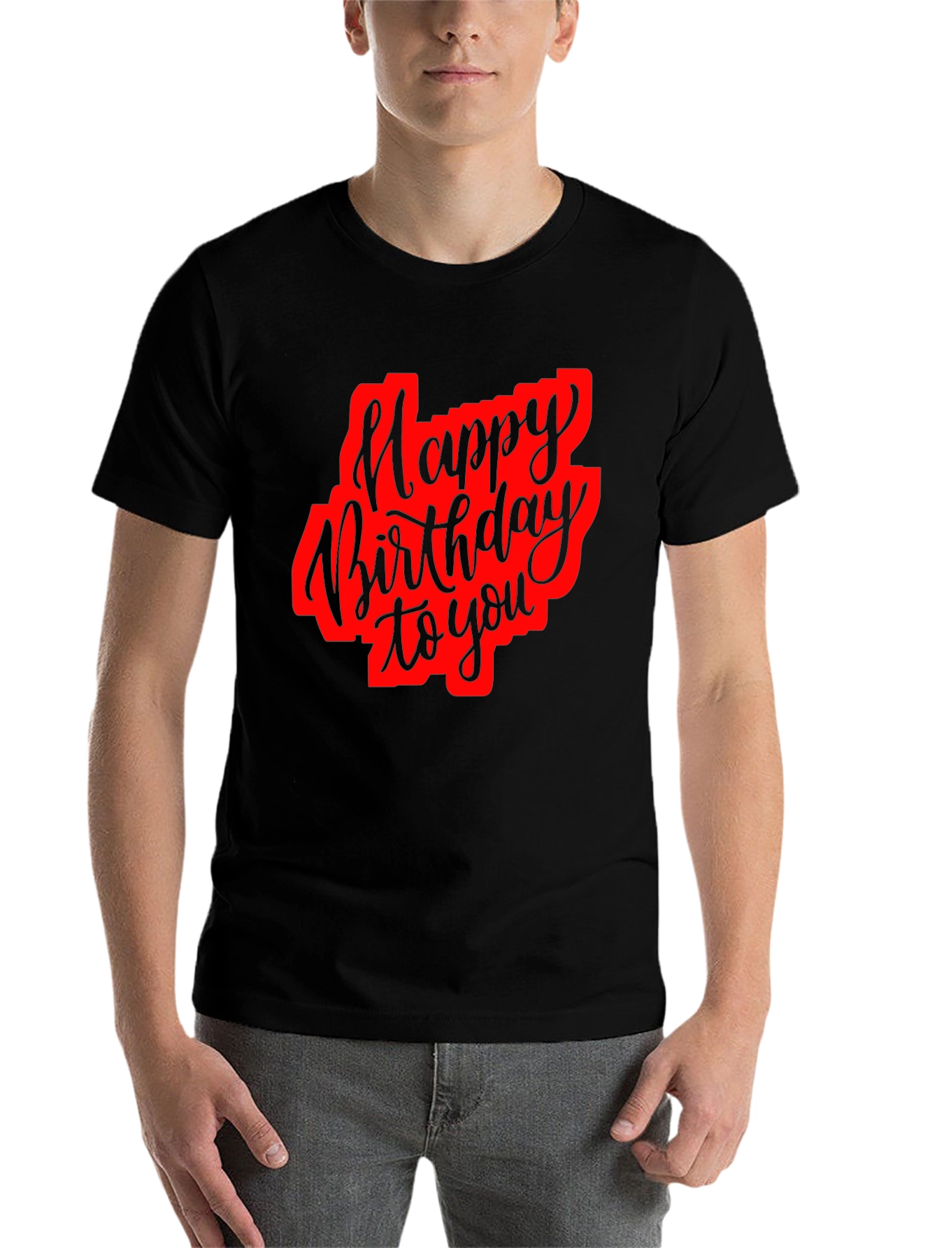 Black Happy Birthday Black Graphic T-Shirt view 7
