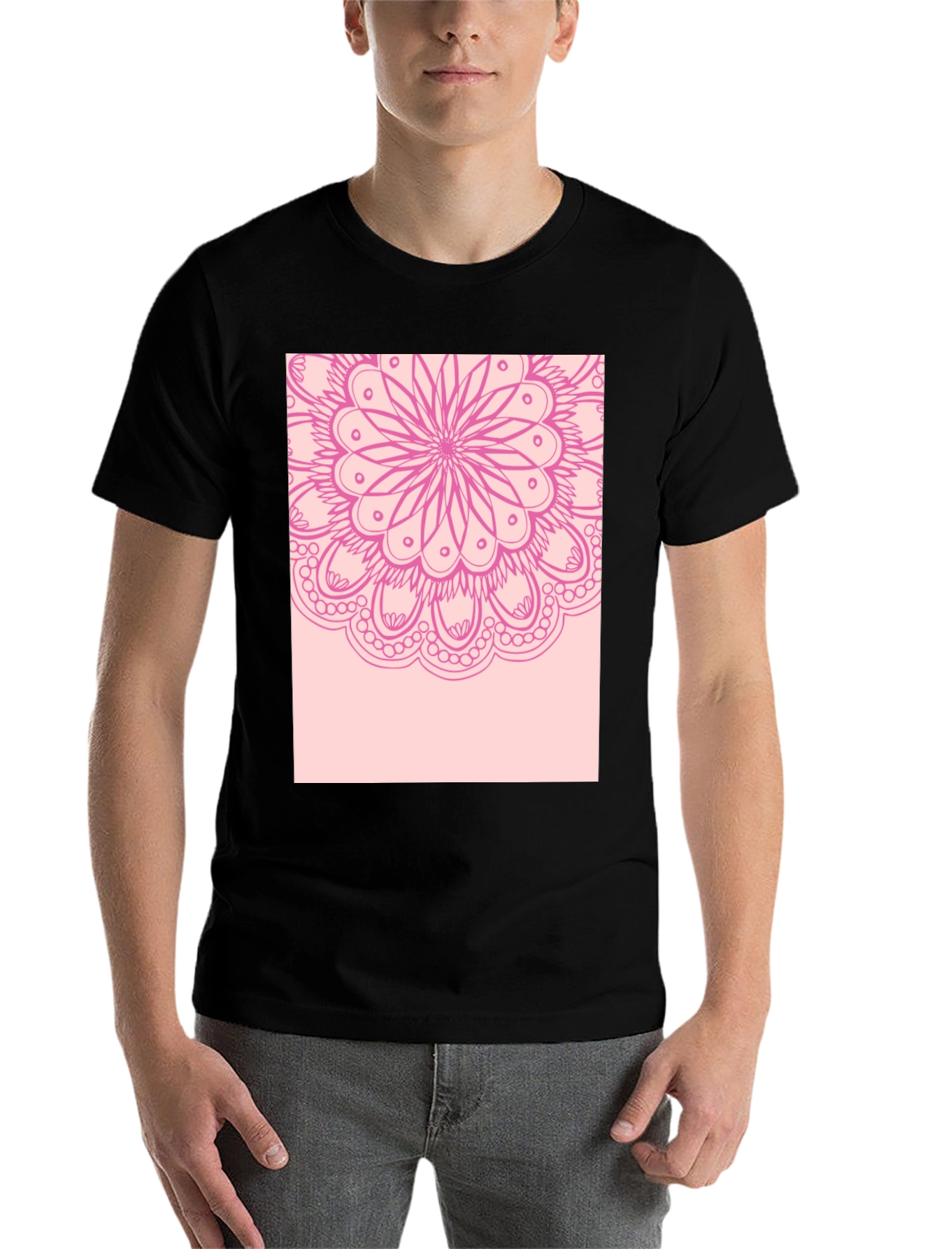Black Mandala Graphic Tee - Stylish Black Cotton T-Shirt view 7