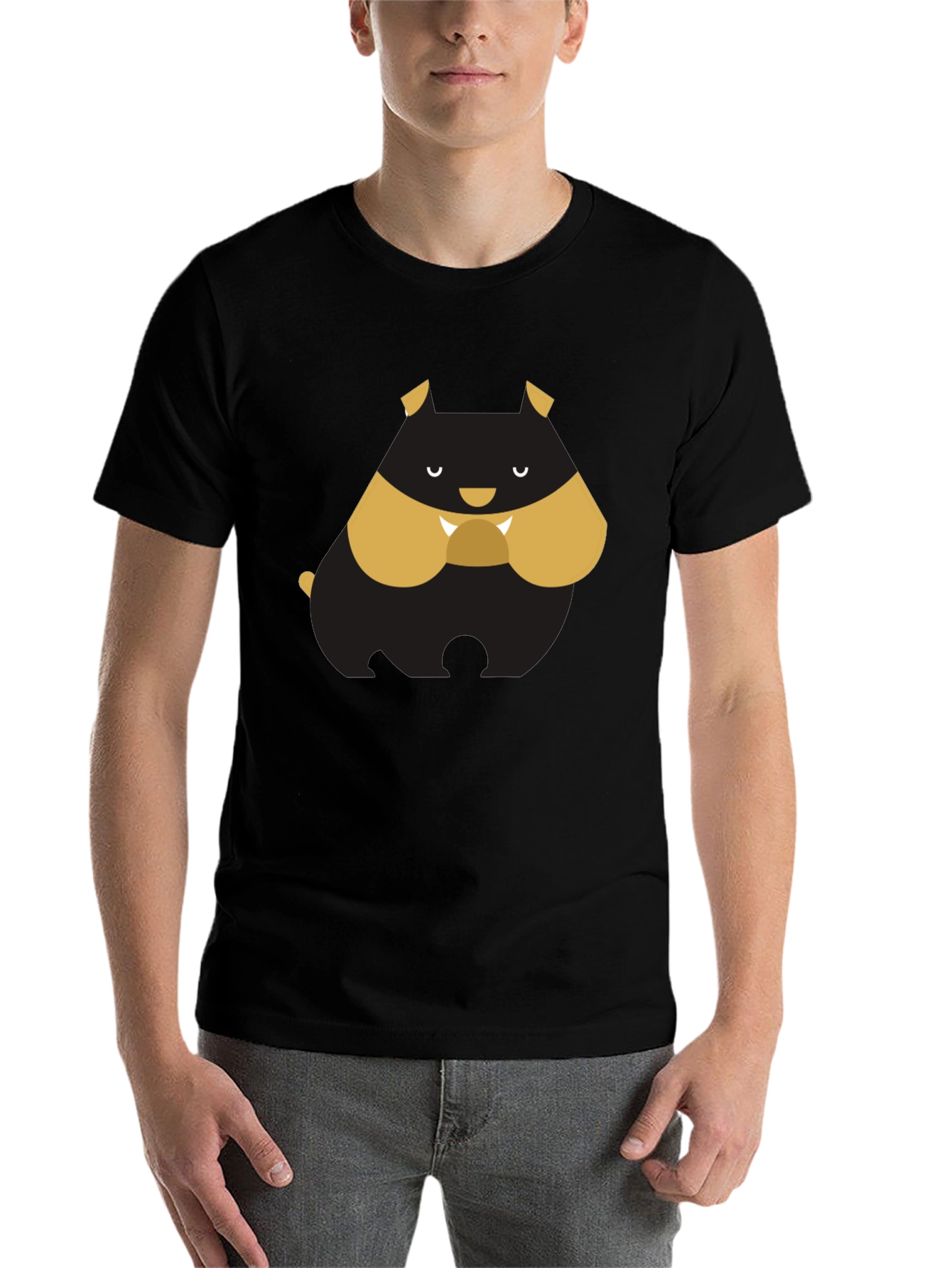 Black Cartoon Bulldog Graphic Tee - Black T-Shirt view 7