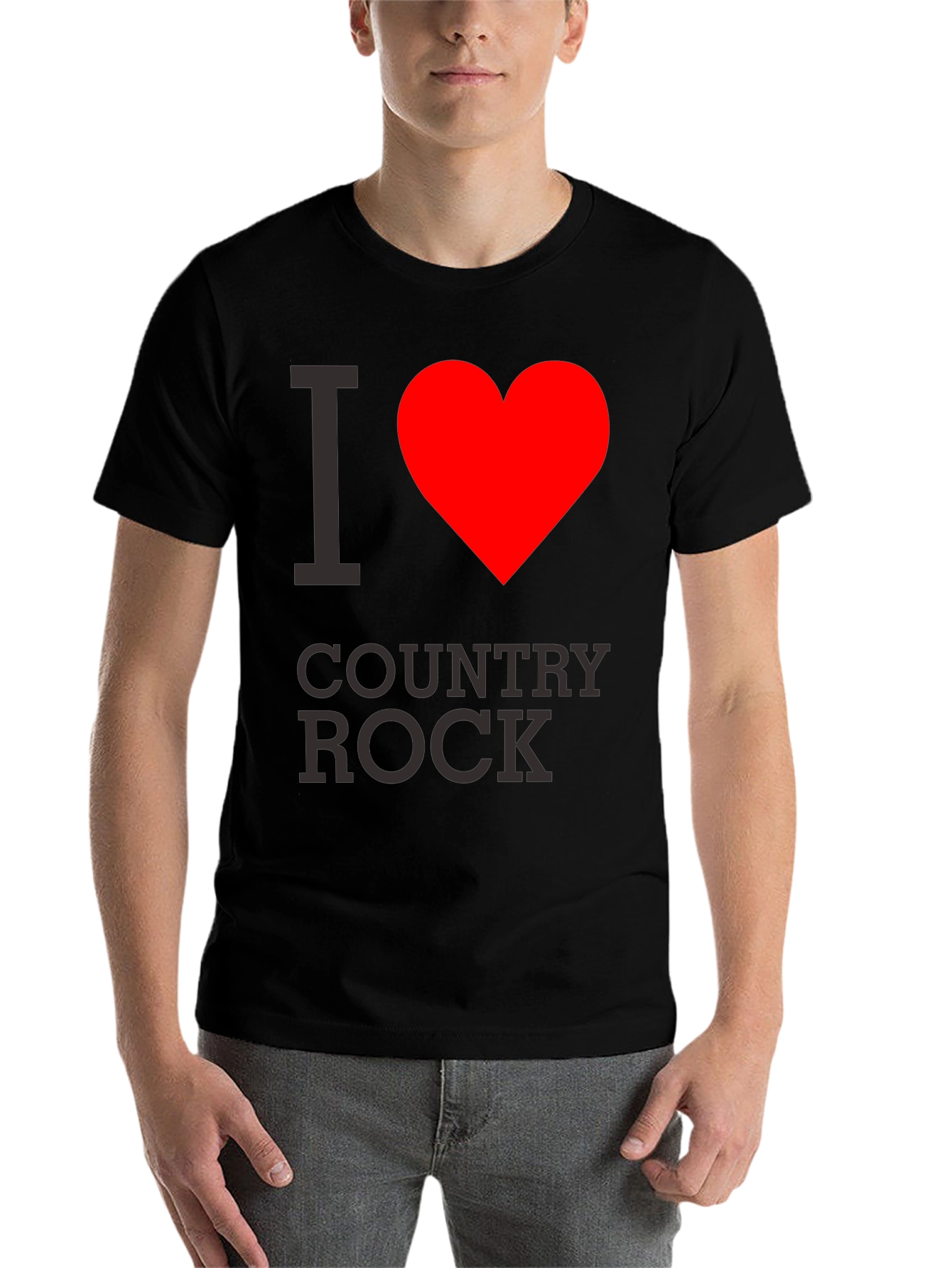 Black I Heart Country Rock Black T-Shirt view 7