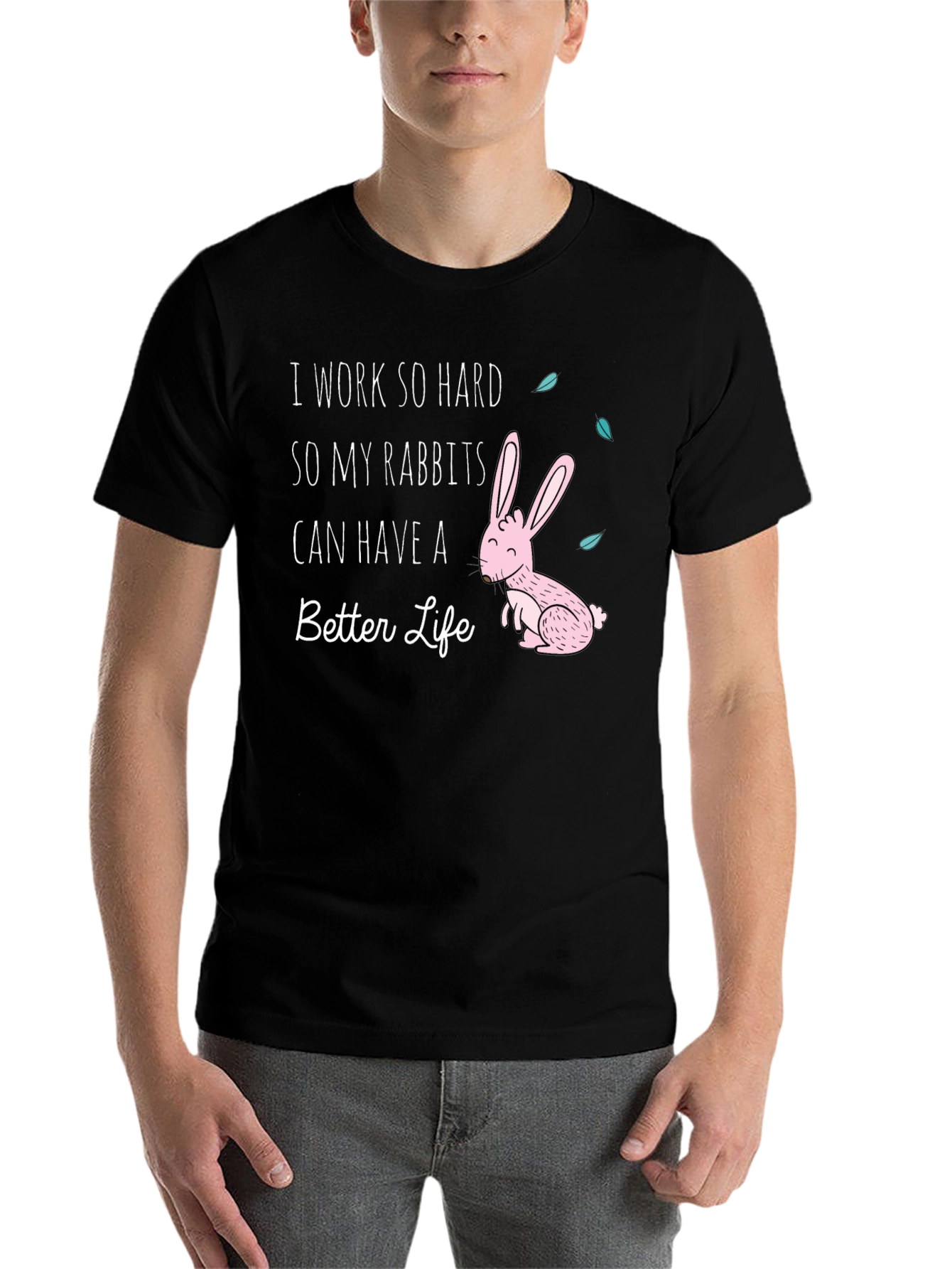 Black Rabbit Lover Graphic T-Shirt view 7