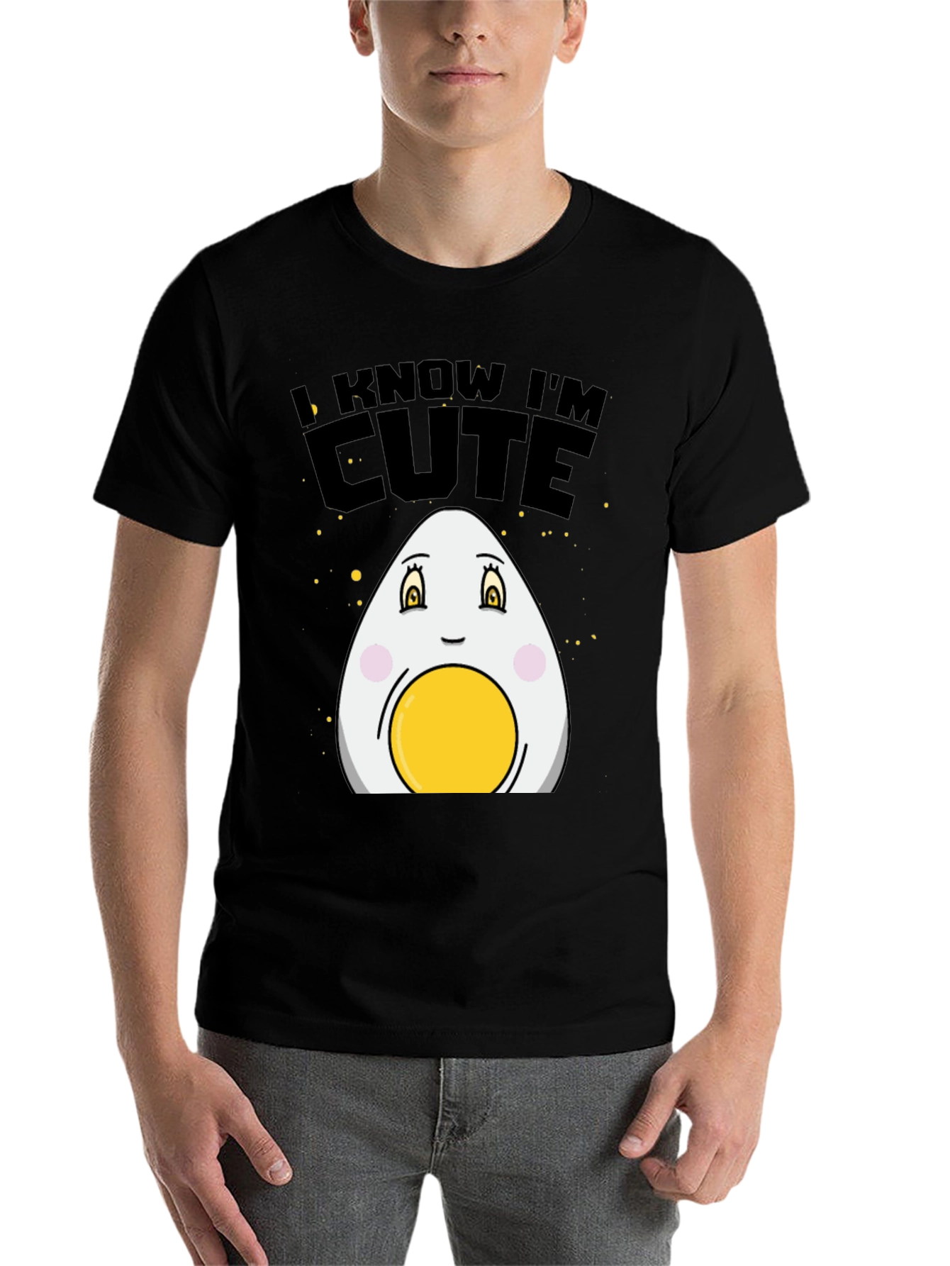Black Cute Egg Graphic T-Shirt - Funny Foodie Tee view 7