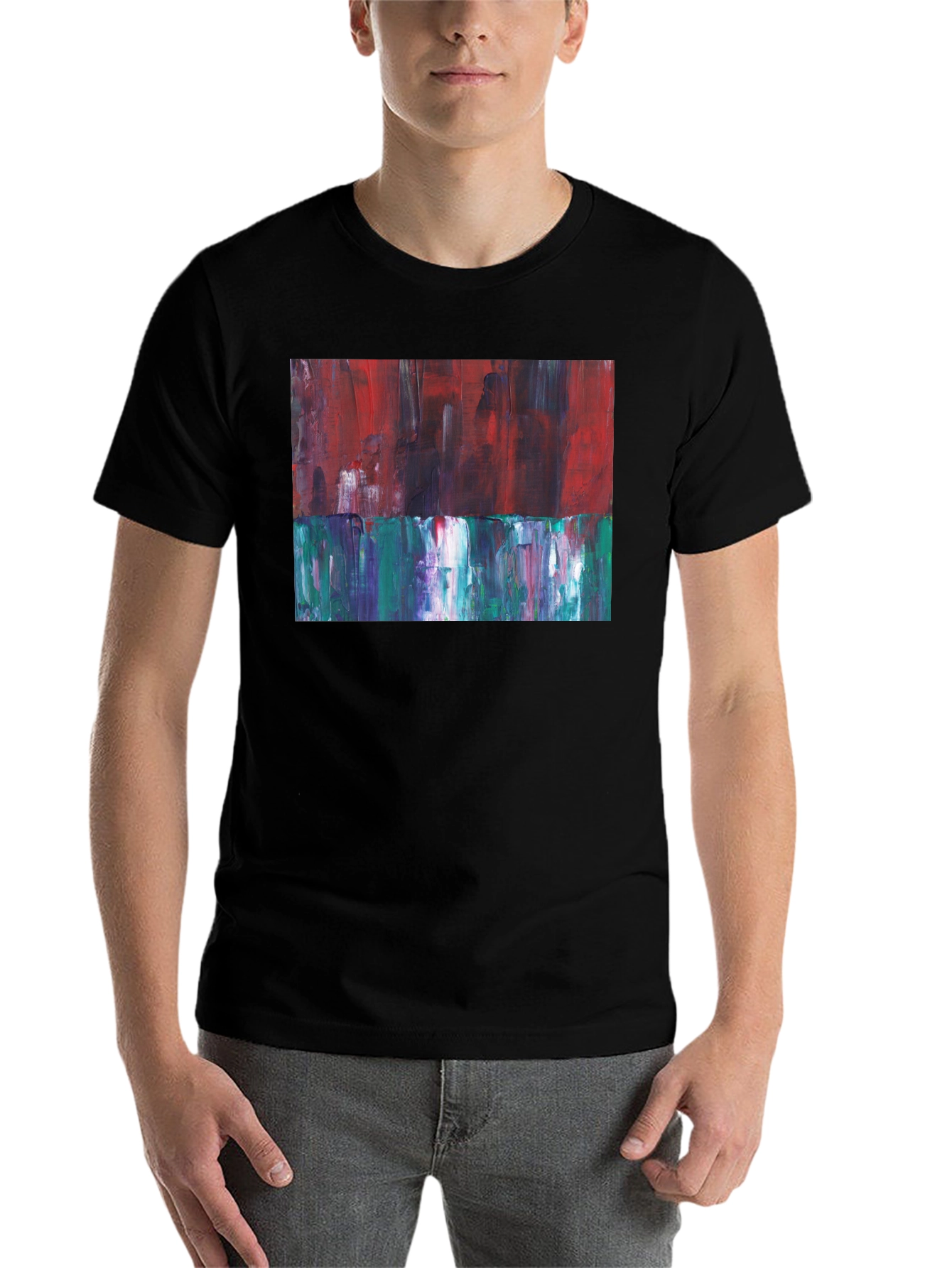 Black Abstract Expression Tee - Artistic Fashion Statement view 7
