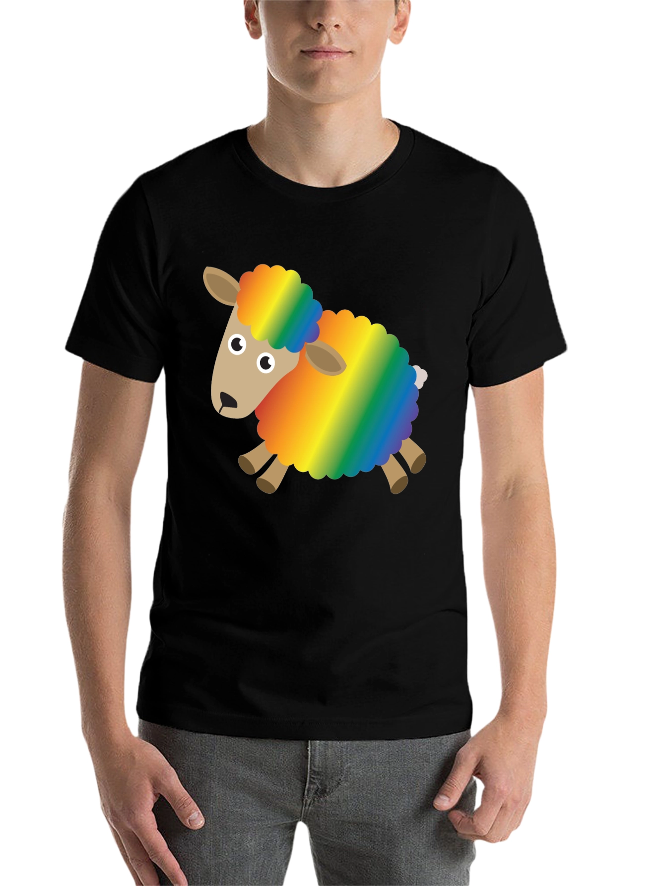Black Rainbow Sheep Graphic Tee - Fun & Unique Design view 7