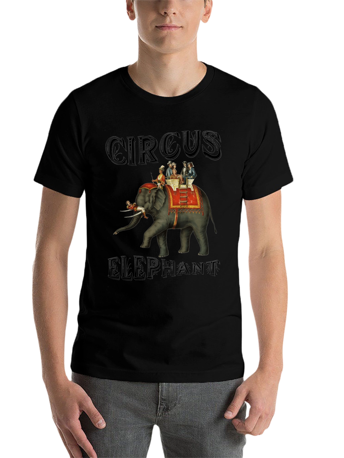 Black Circus Elephant Graphic Tee view 7