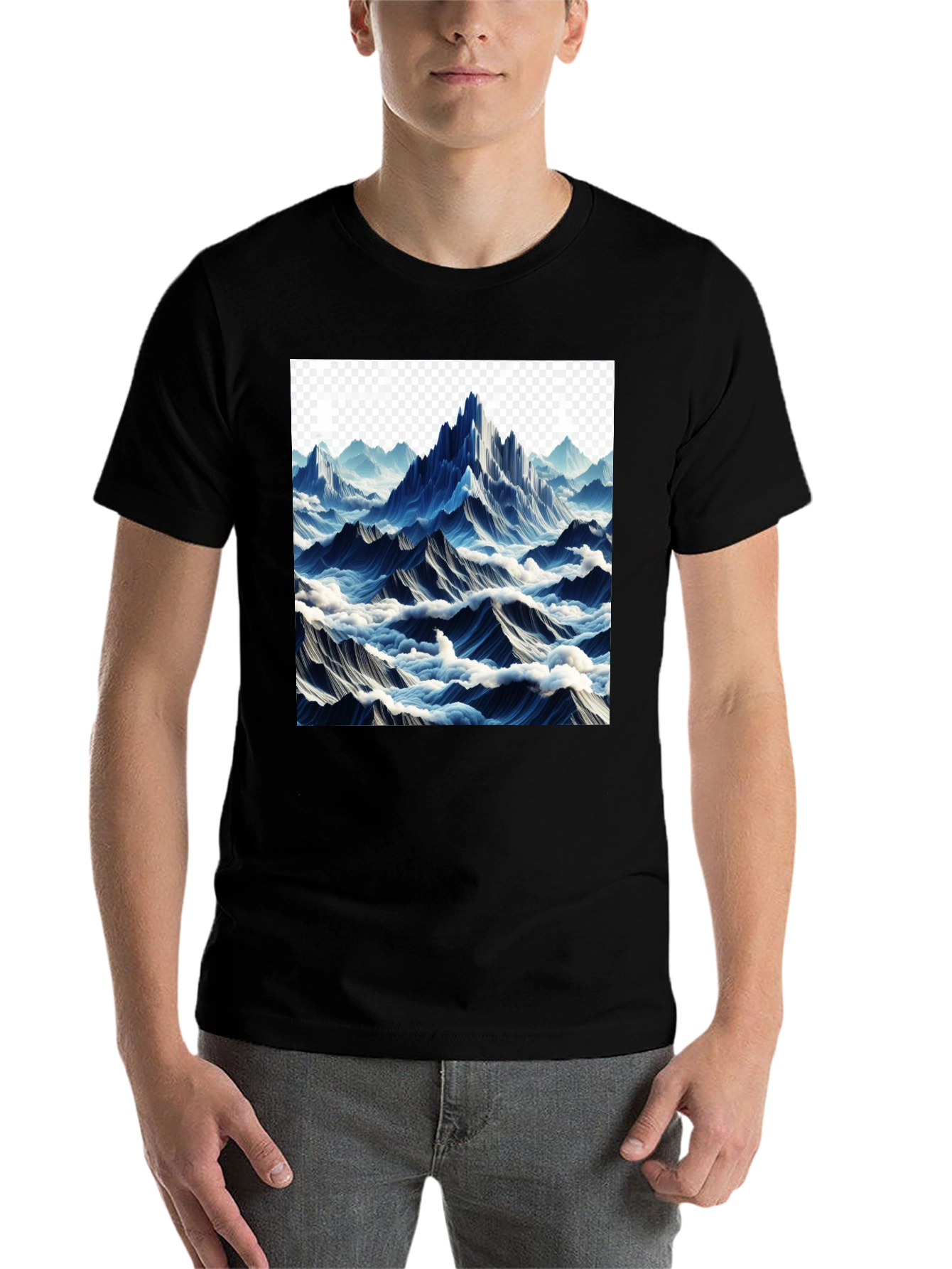 Black Mountainscape Graphic Tee - Black Cotton Comfort view 7