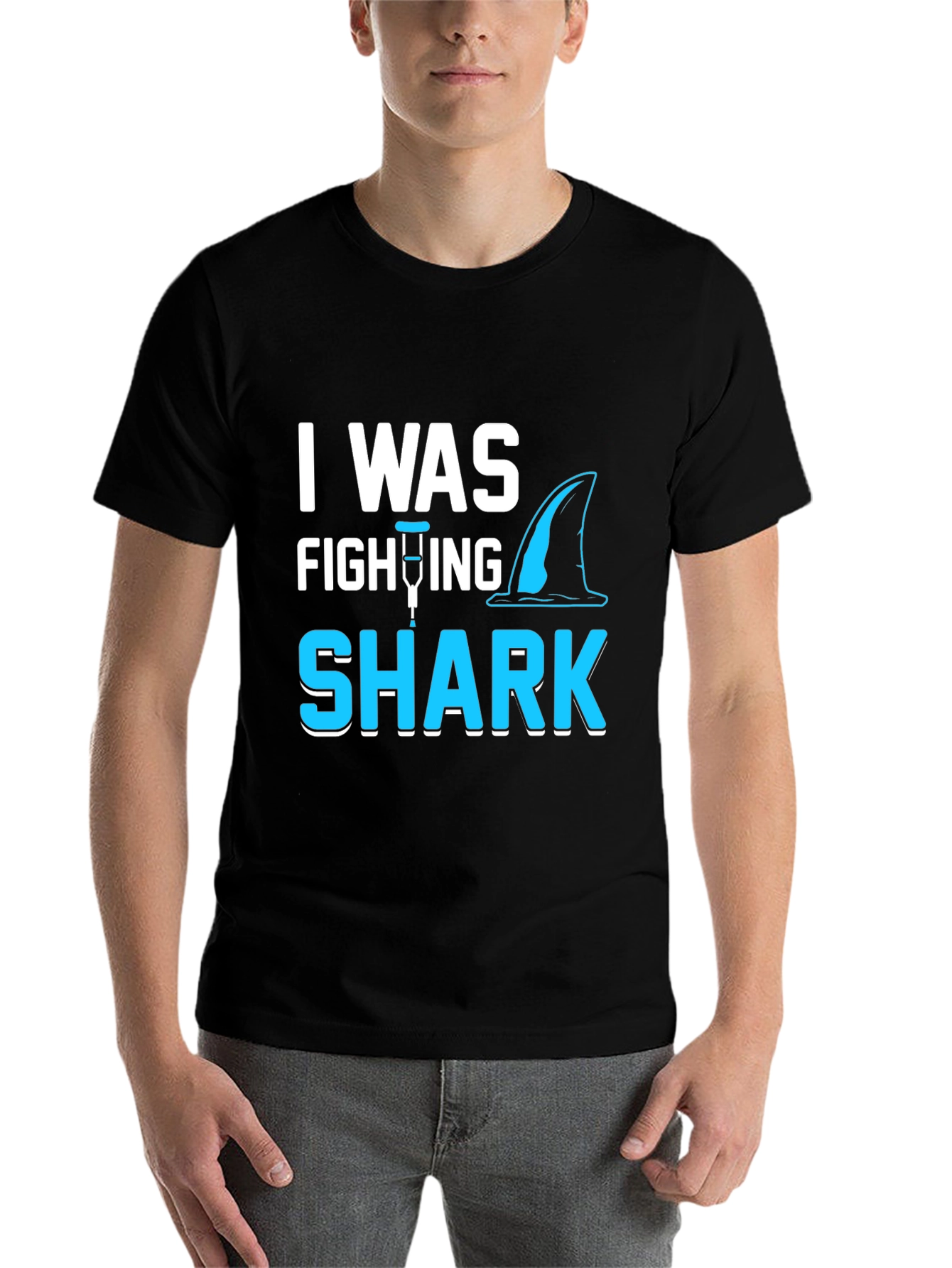 Black Shark Attack Leg Injury T-Shirt view 7