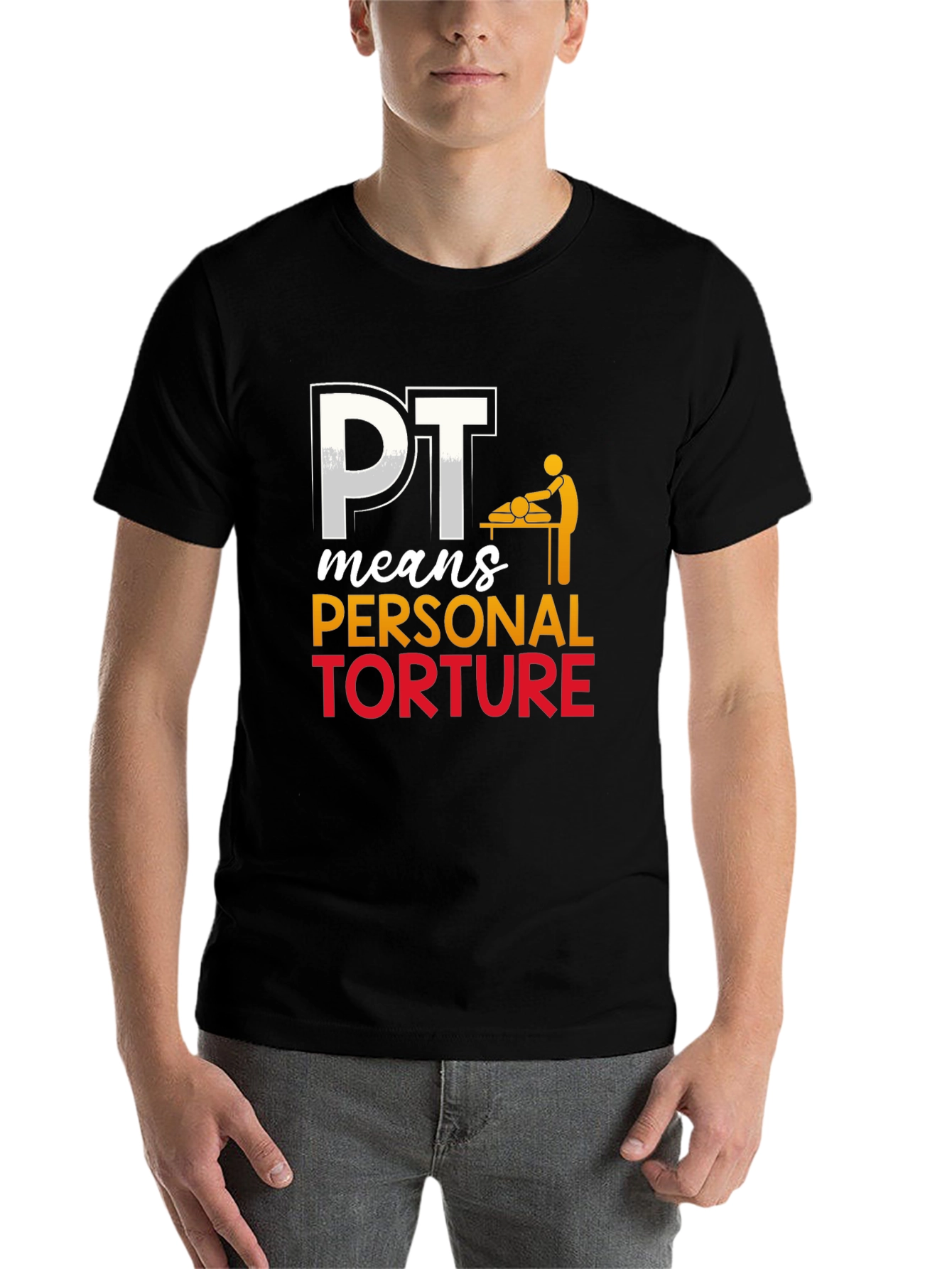 Black PT Means Personal Torture Graphic T-Shirt view 7