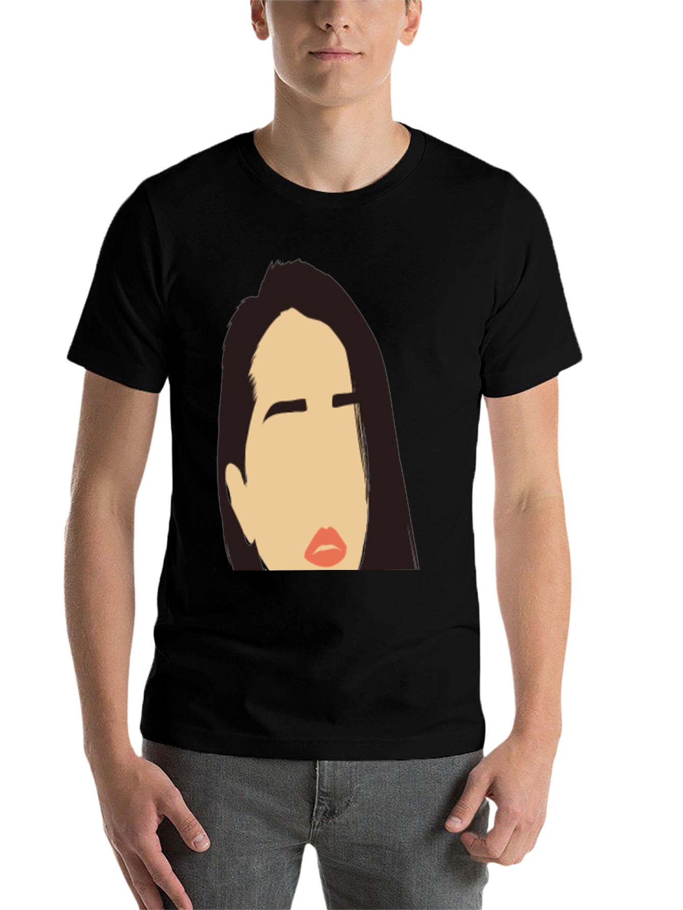 Black Abstract Face Black T-Shirt view 7