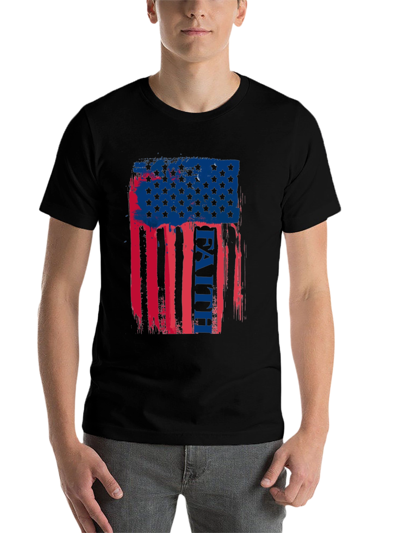 Black Faith American Flag Graphic T-Shirt view 7