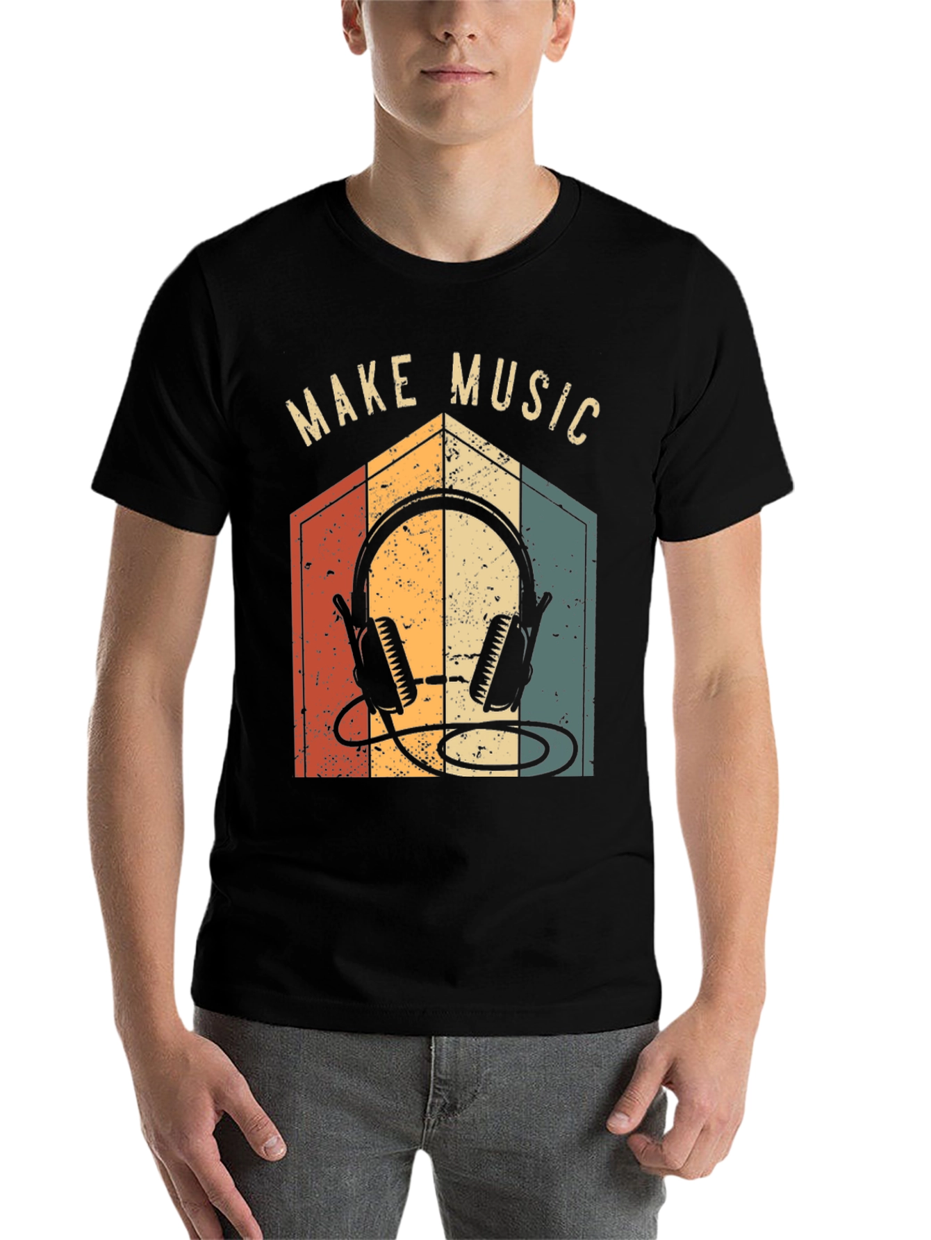 Black Make Music Retro Graphic Tee view 7