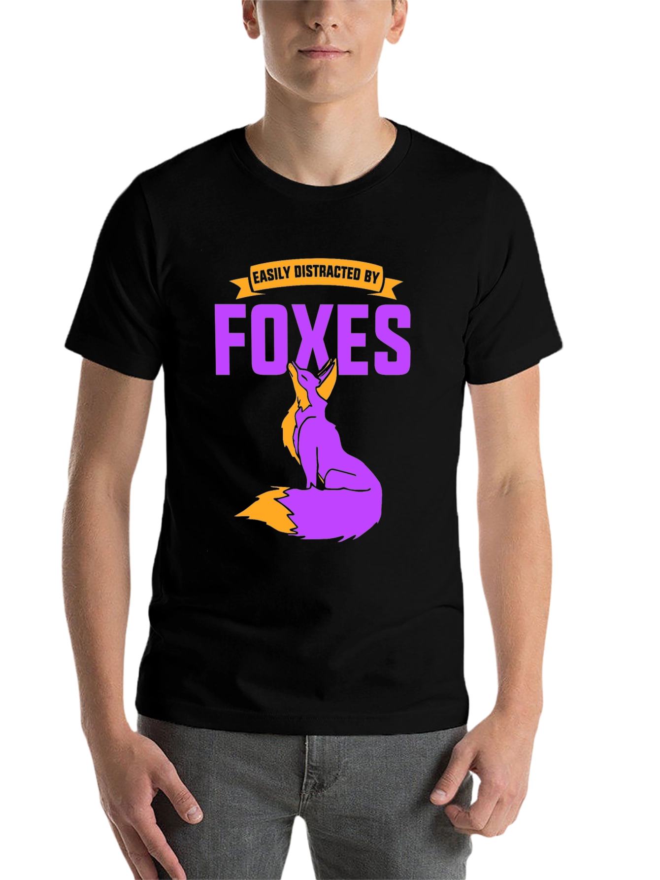 Black Easily Distracted By Foxes Graphic T-Shirt view 7