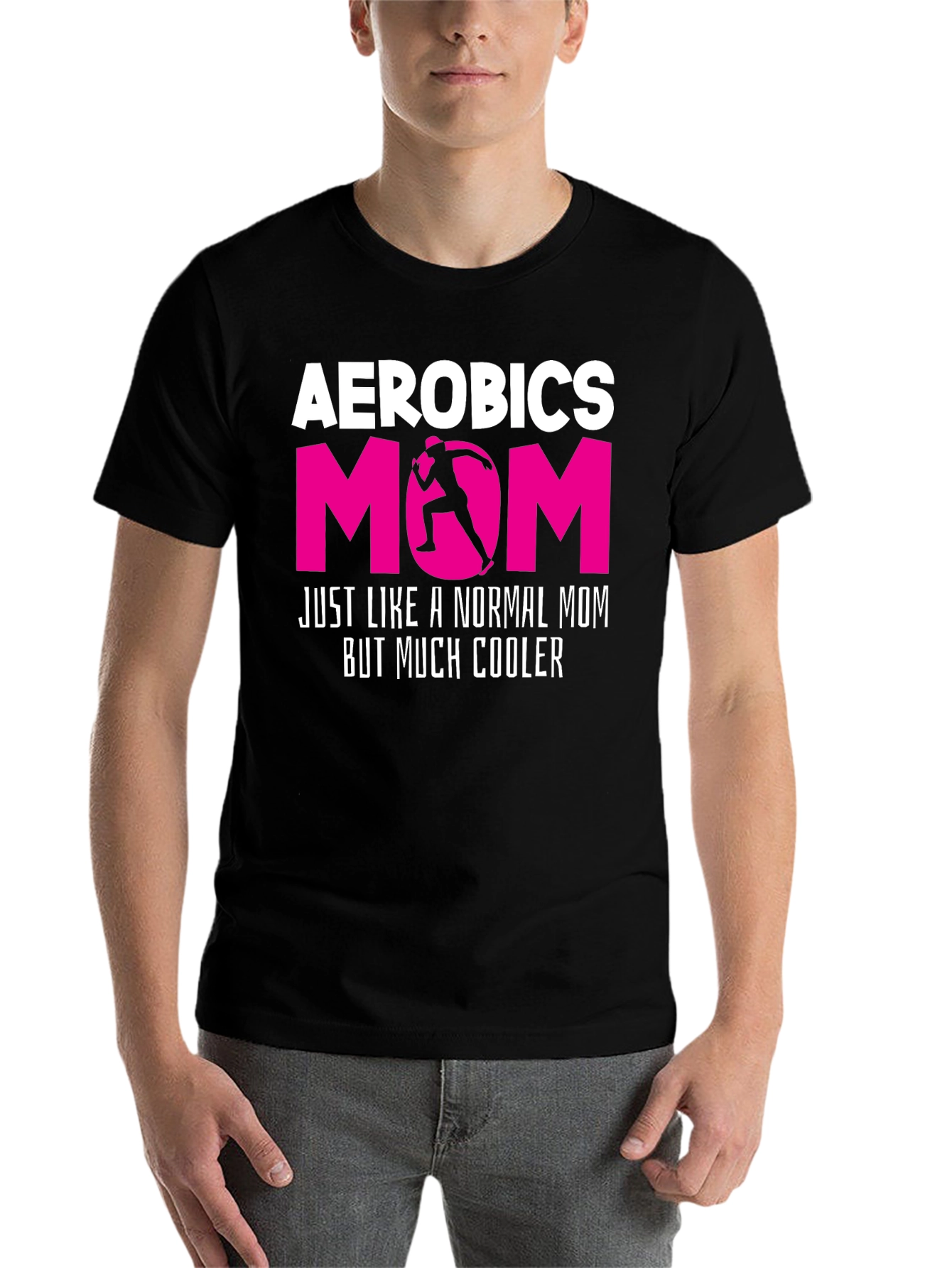 Black Aerobics Mom T-Shirt - Cool Workout Gift view 7