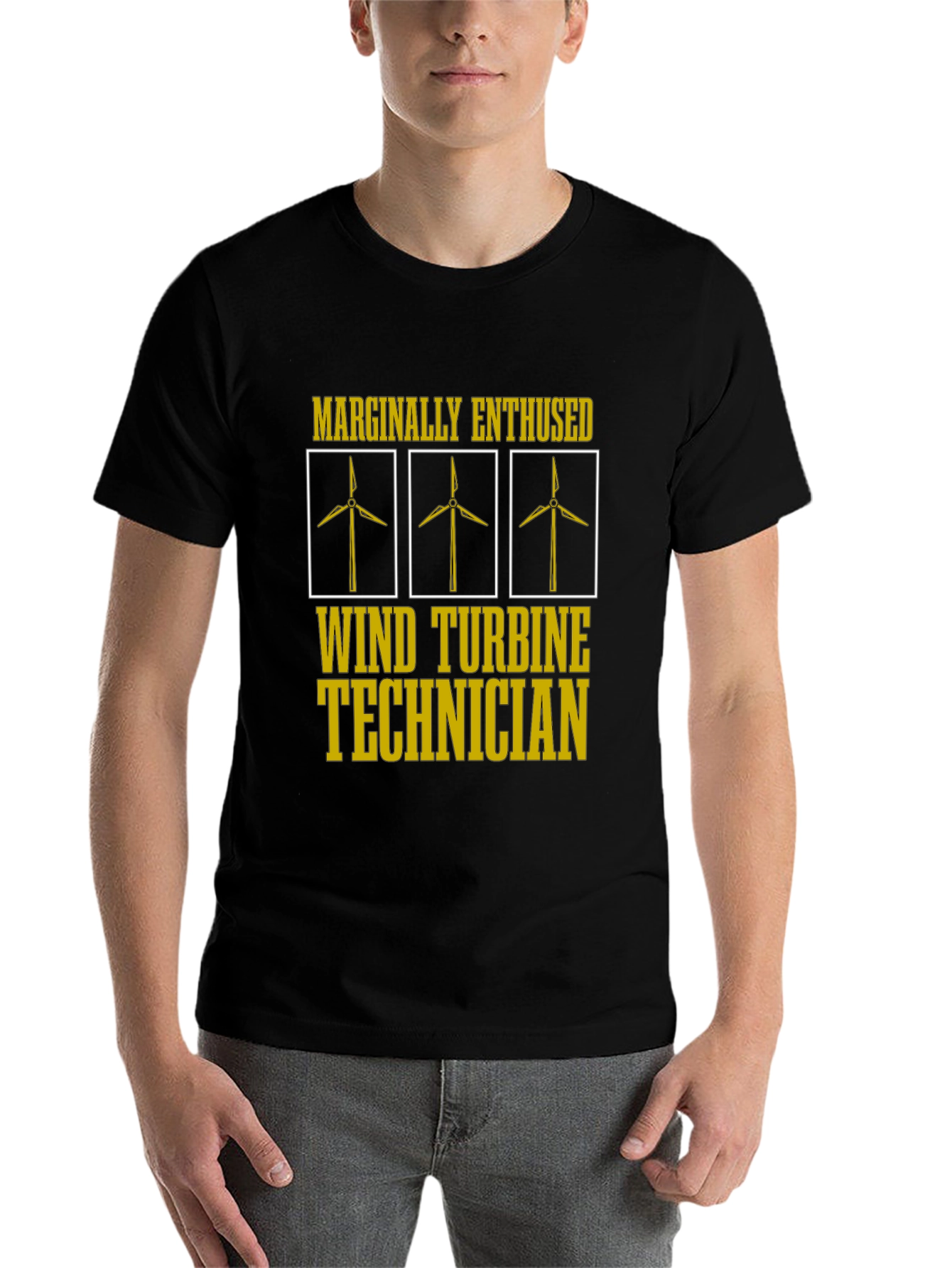 Black Marginally Enthused Wind Turbine Technician T-Shirt view 7