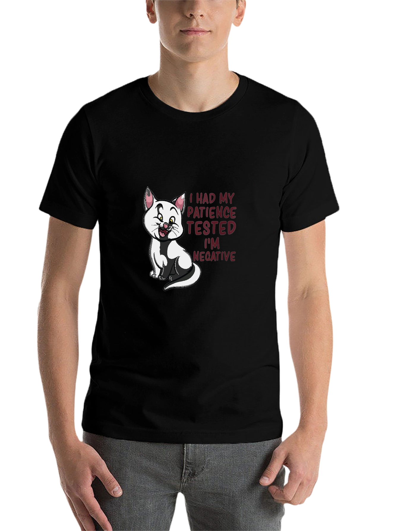 Black Patience Tested Funny Cat Graphic T-Shirt view 7