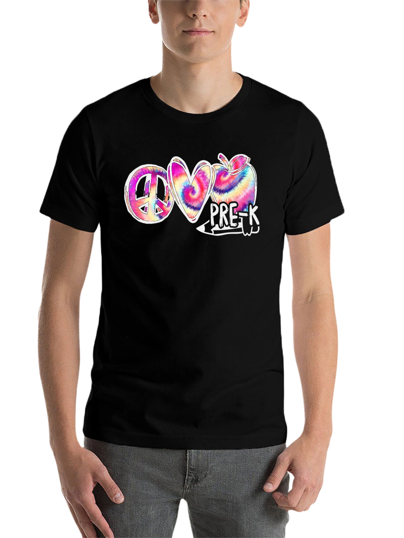 Black Peace Love Pre-K T-Shirt view 7