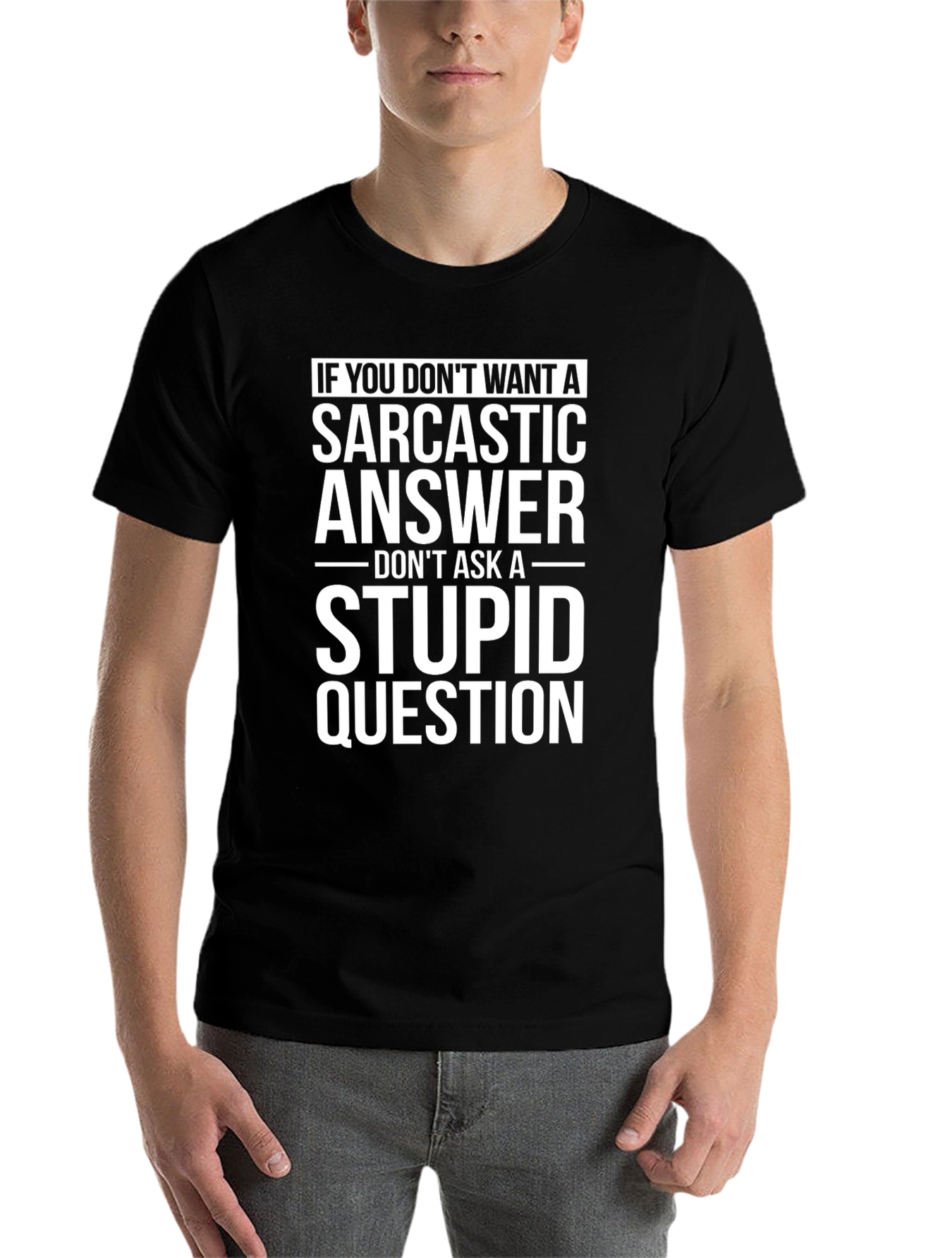Black Sarcastic Answer T-Shirt - Funny Graphic Tee view 7