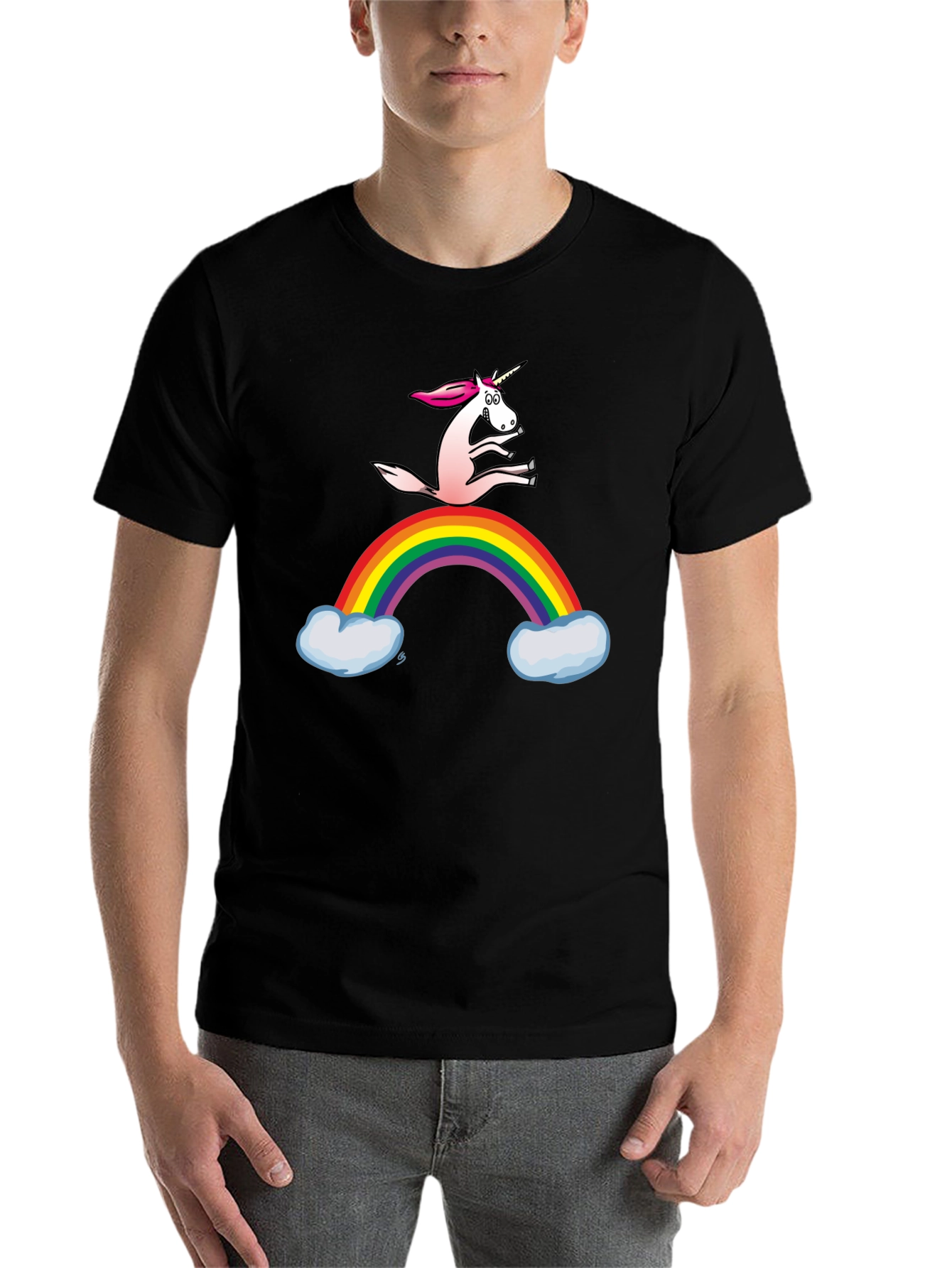 Black Unicorn Rainbow T-Shirt - Fun Graphic Tee view 7