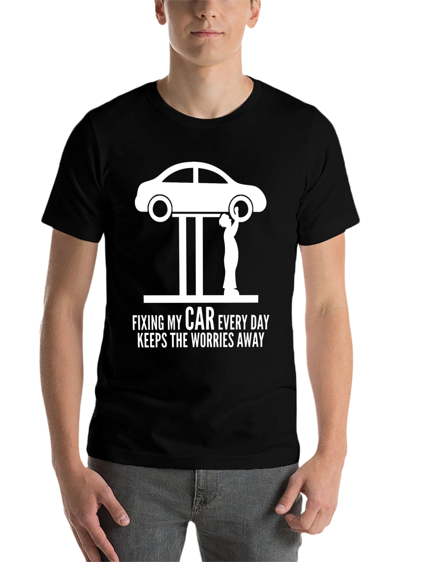 Black Fixing My Car Everyday T-Shirt - Mechanic Humor view 7