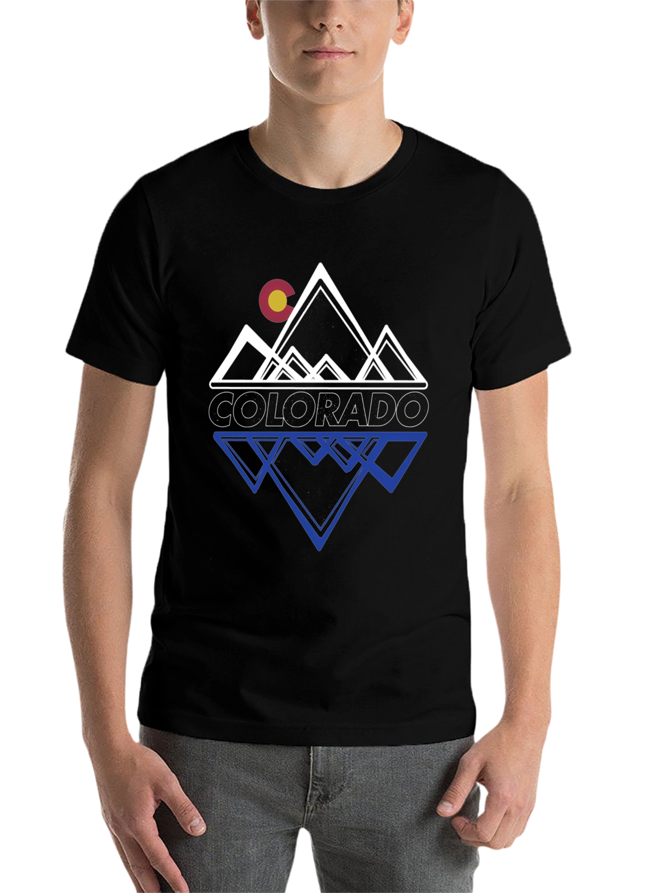 Black Colorado Mountains Graphic Tee - Black Casual T-Shirt view 7