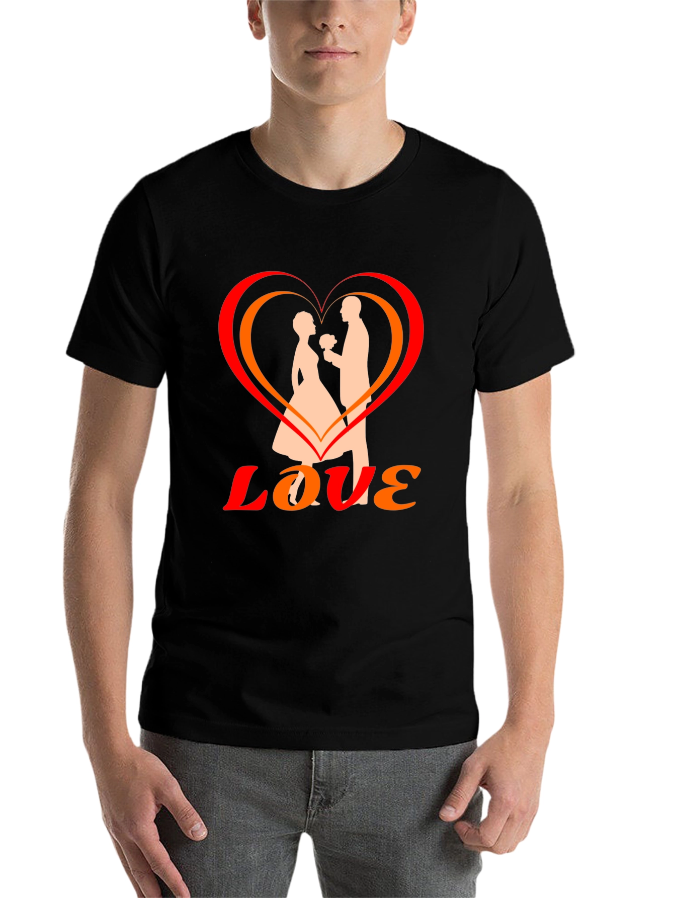 Black Love Graphic Tee - Heart Couple Design view 7