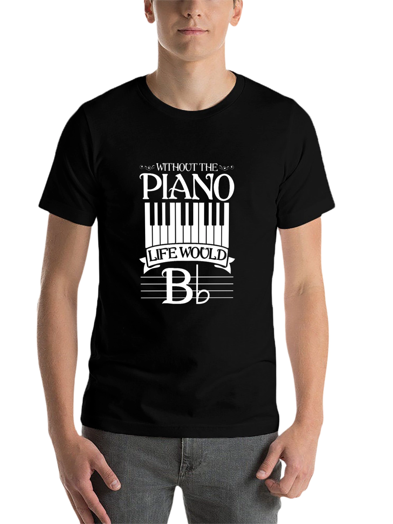 Black Piano Life Men's Black Graphic T-Shirt view 7