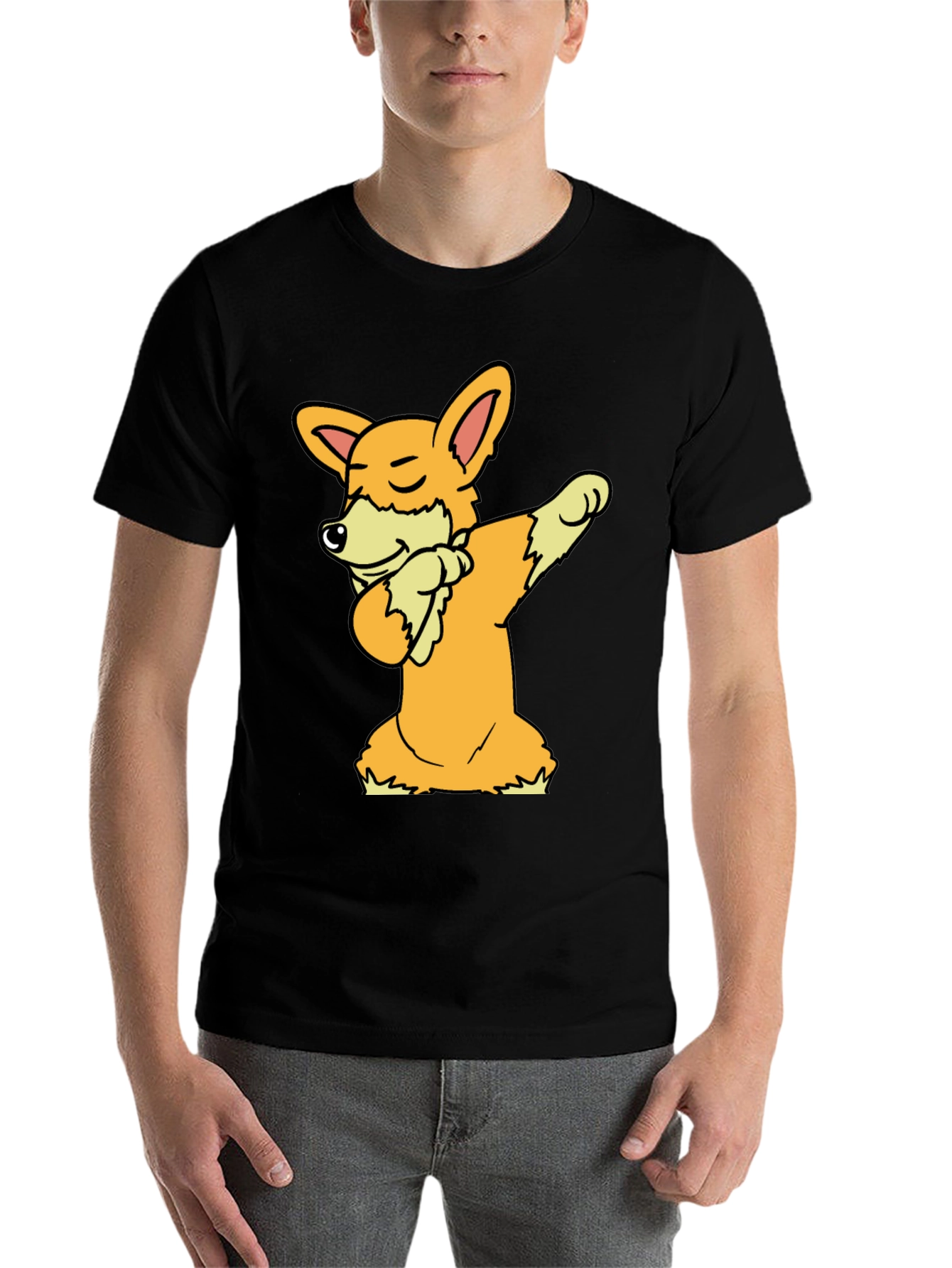 Black Dabbing Corgi Graphic Tee view 7