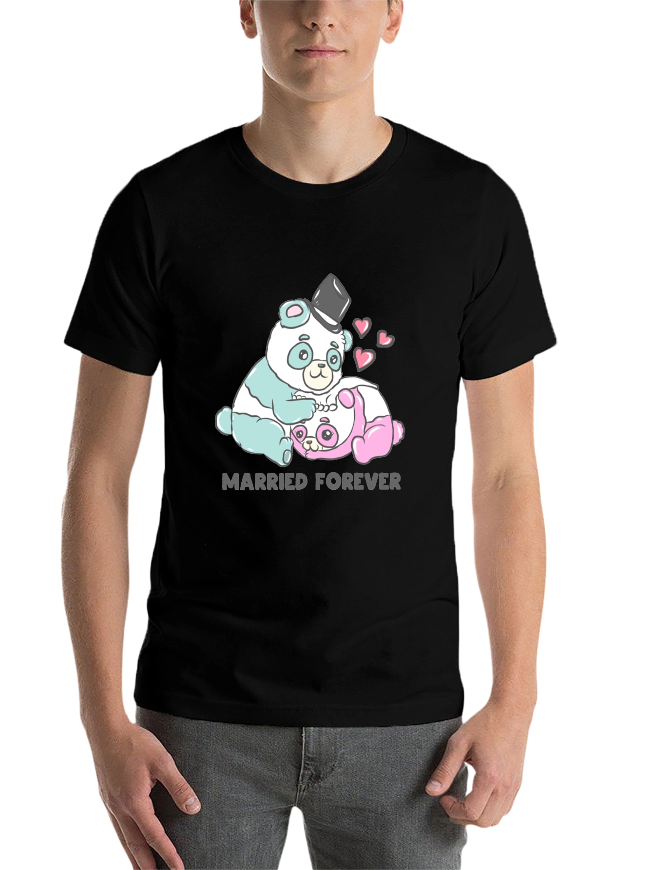 Black Married Forever Panda Graphic Tee view 7