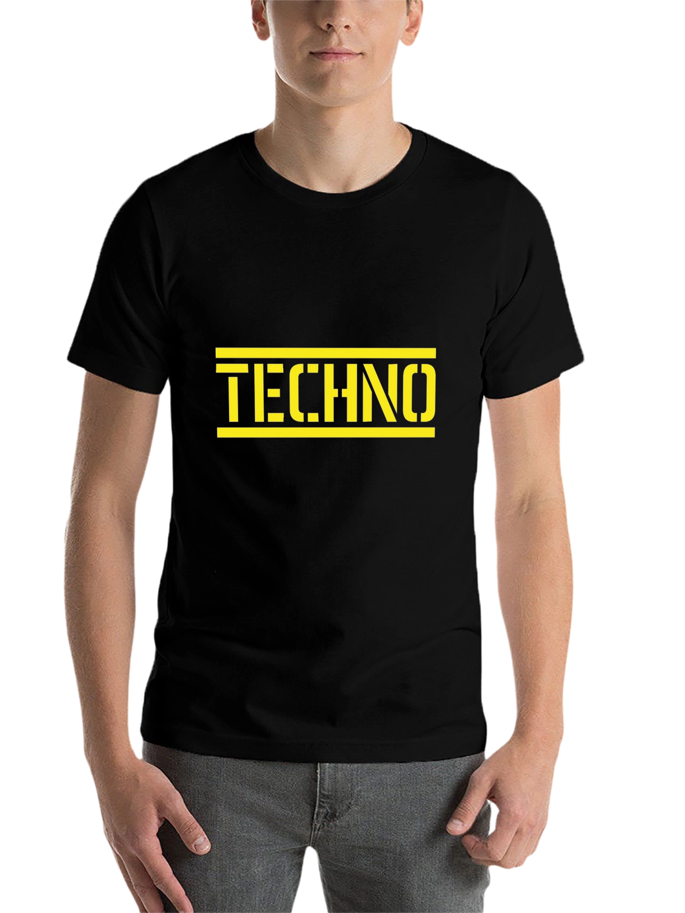 Black Techno Graphic Tee - Black Cotton view 7
