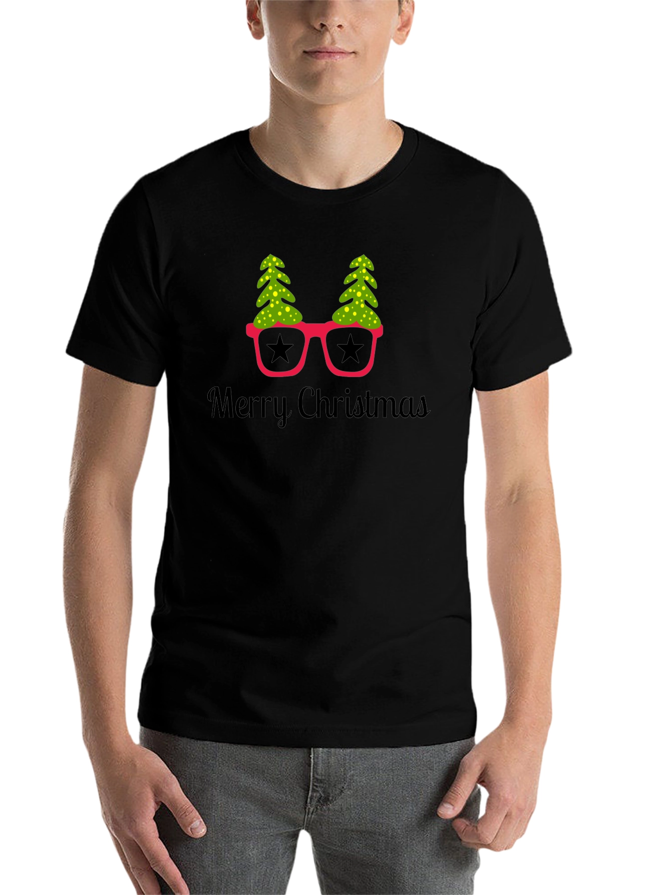 Black Festive Merry Christmas T-Shirt view 7