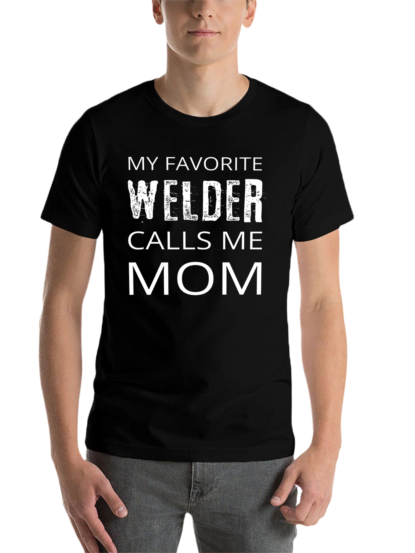 Black My Favorite Welder Calls Me Mom Black T-Shirt view 7