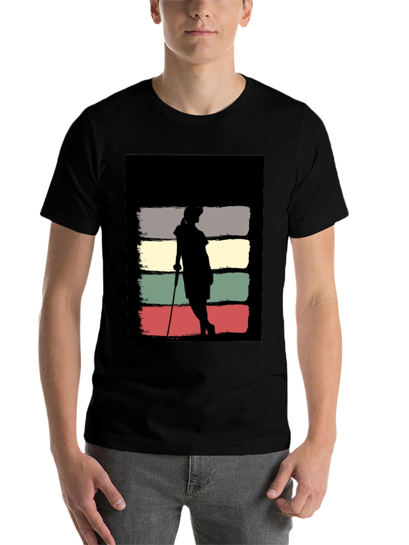 Black Vintage Retro Golfer T-Shirt view 7