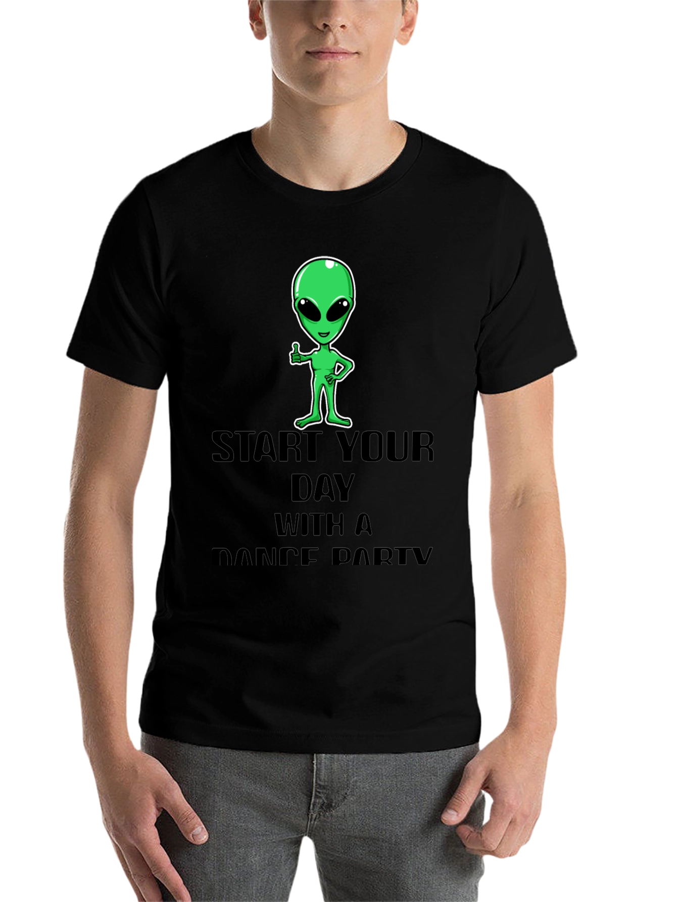 Black Alien Dance Party T-Shirt - Start Your Day Right! view 7