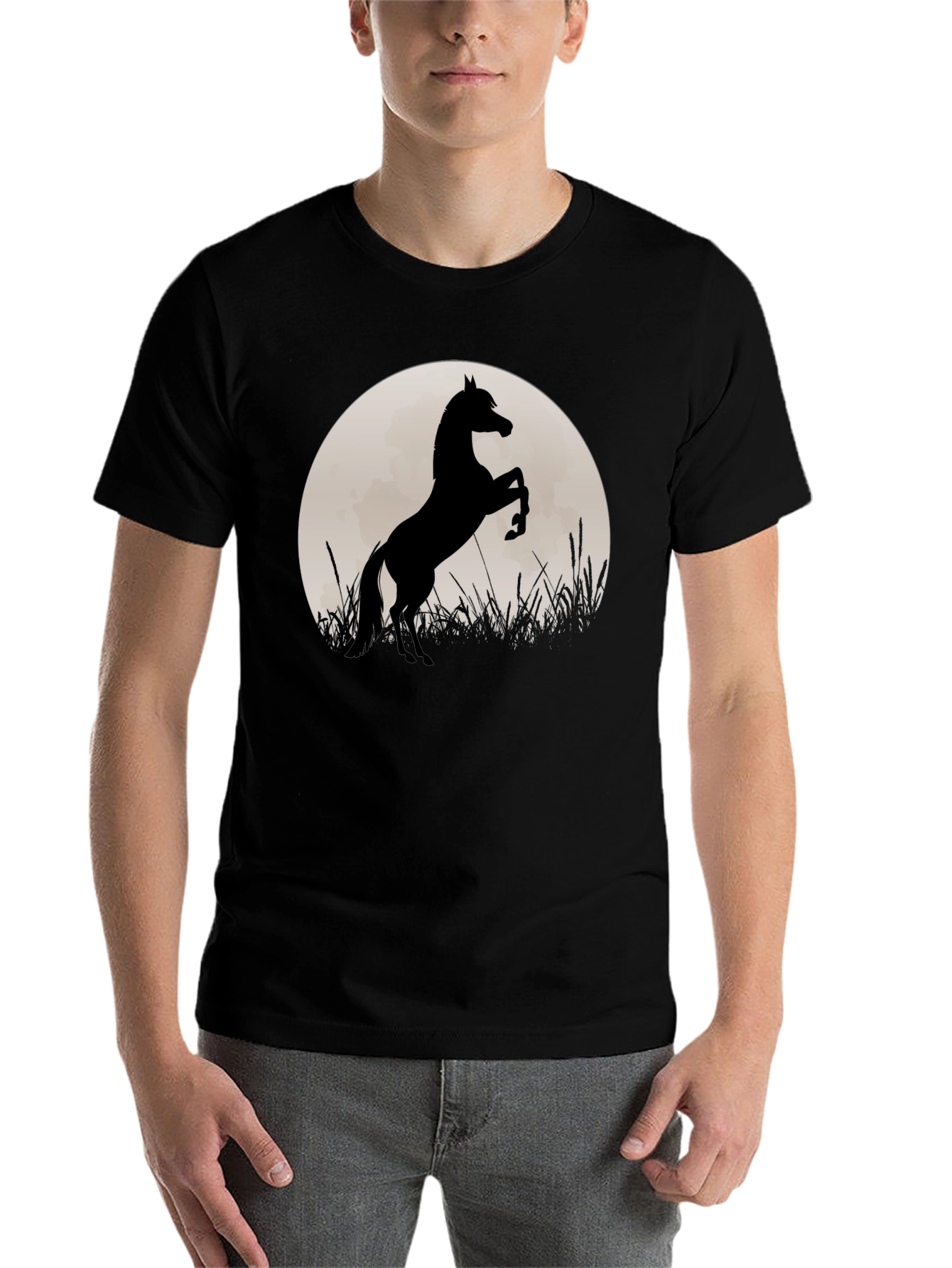 Black Horse Silhouette T-Shirt - Black view 7