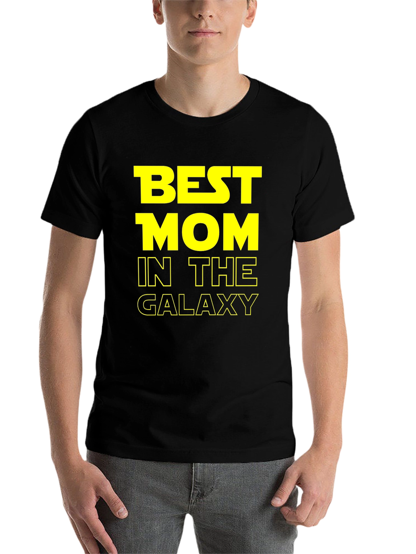 Black Best Mom in the Galaxy T-Shirt view 7