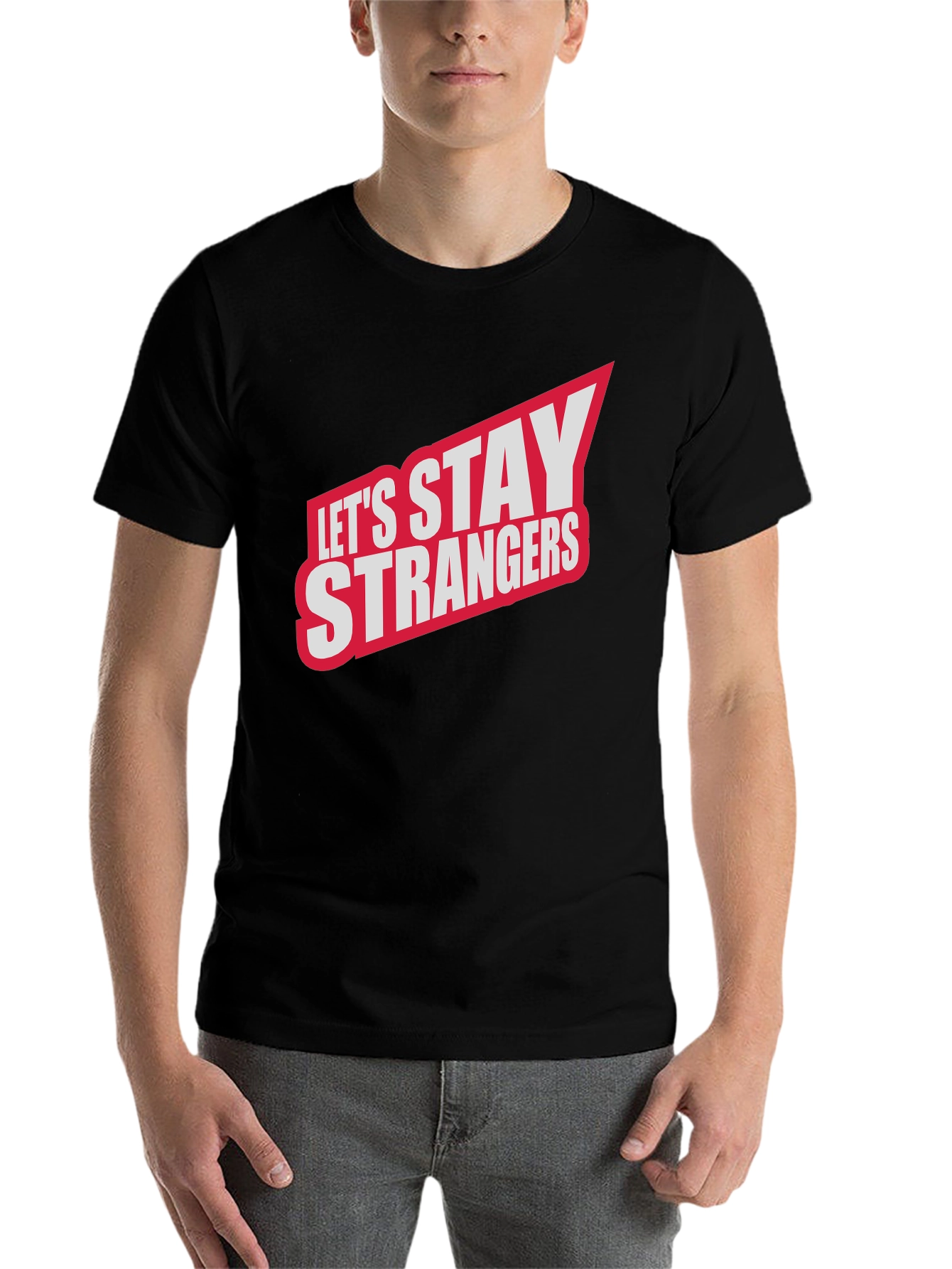 Black Let's Stay Strangers Graphic Tee - Black view 7