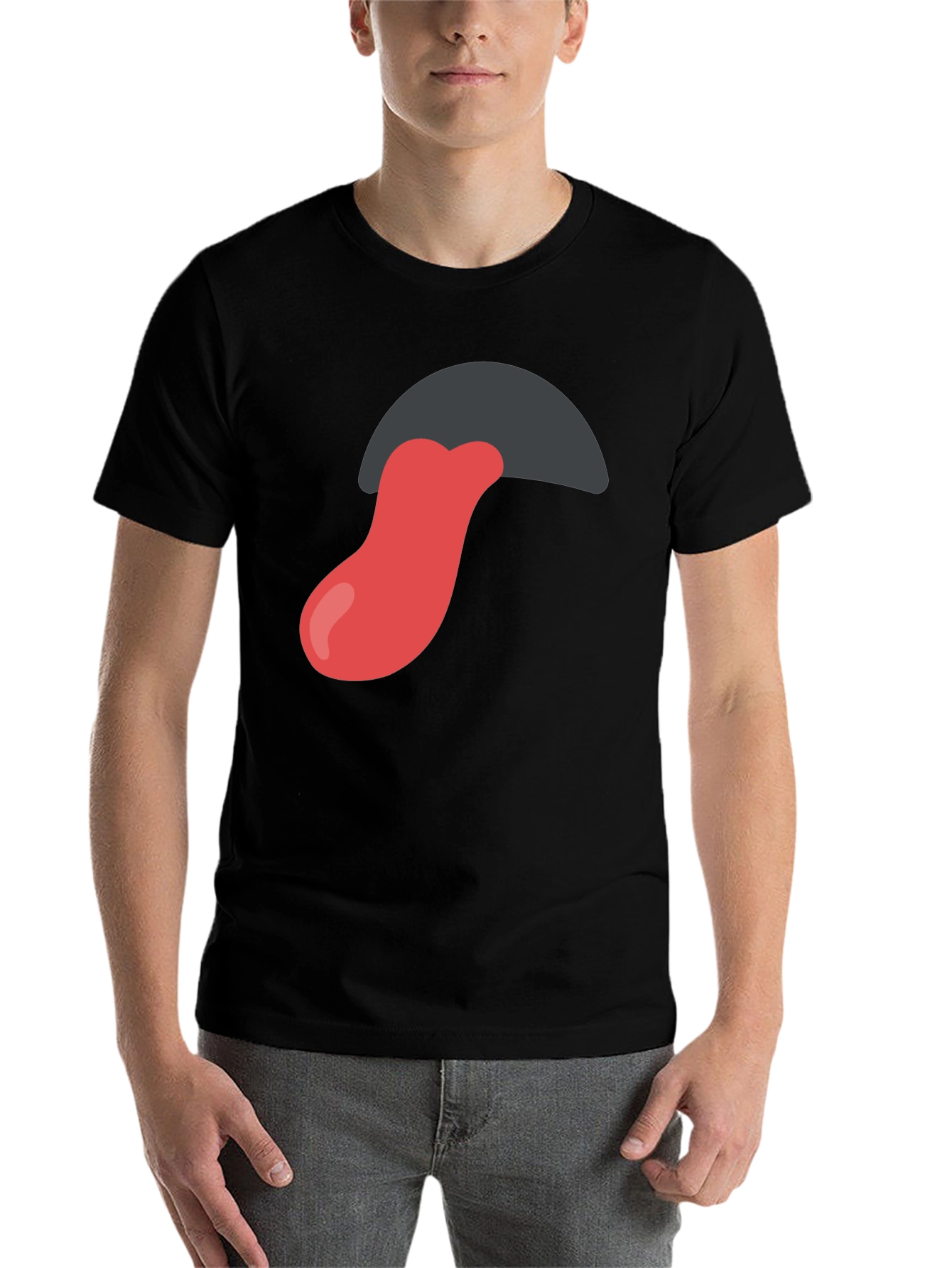 Black Tongue Out Graphic Tee - Black Cotton Blend Shirt view 7