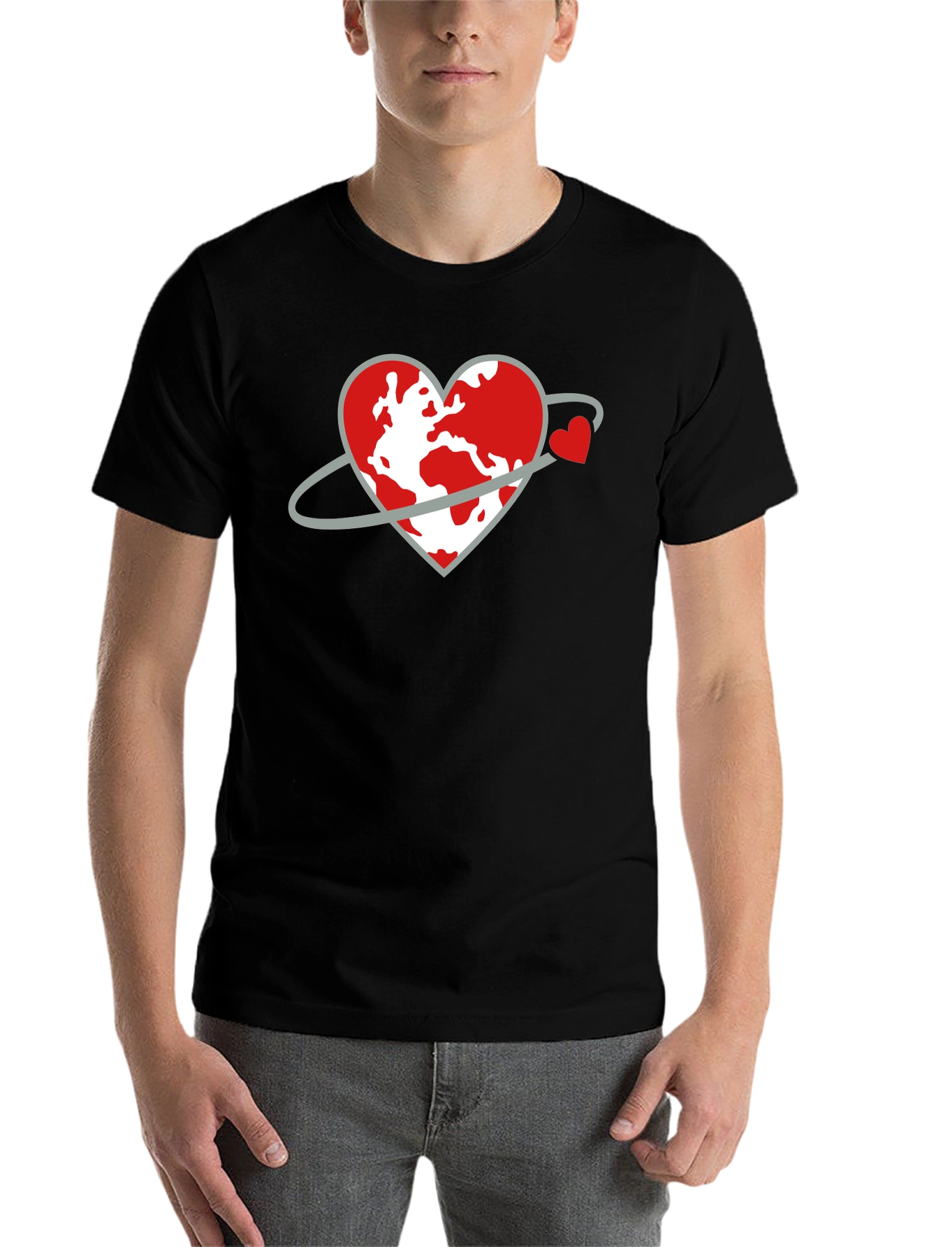 Black Heart Planet Graphic Tee - Love Our World Shirt view 7