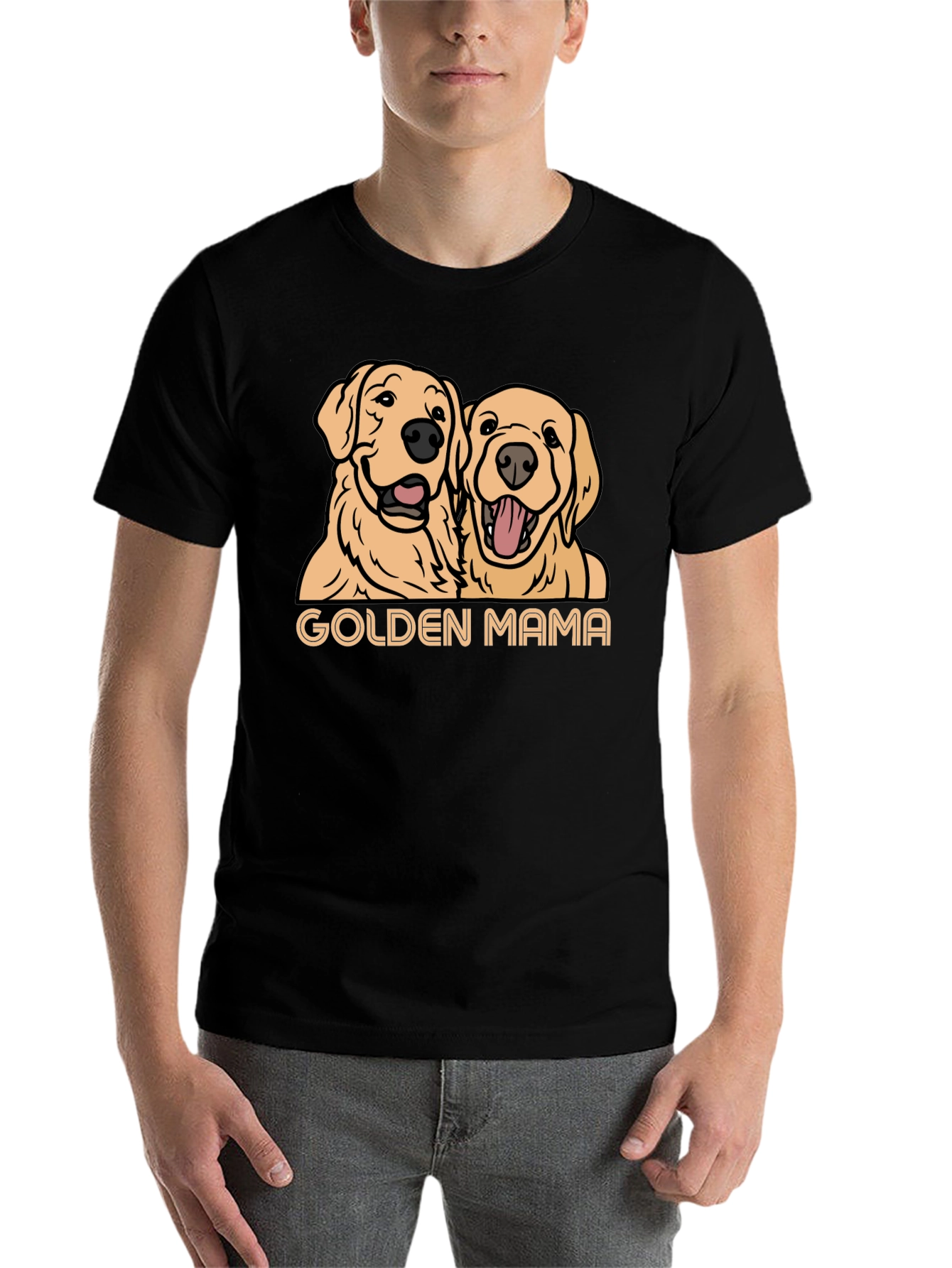 Black Golden Mama Dog T-Shirt - Black view 7