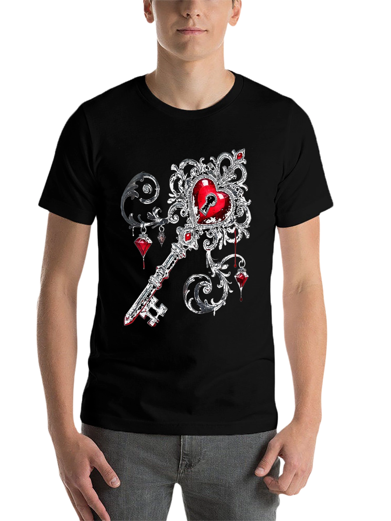 Black Heart Key Graphic Tee view 7