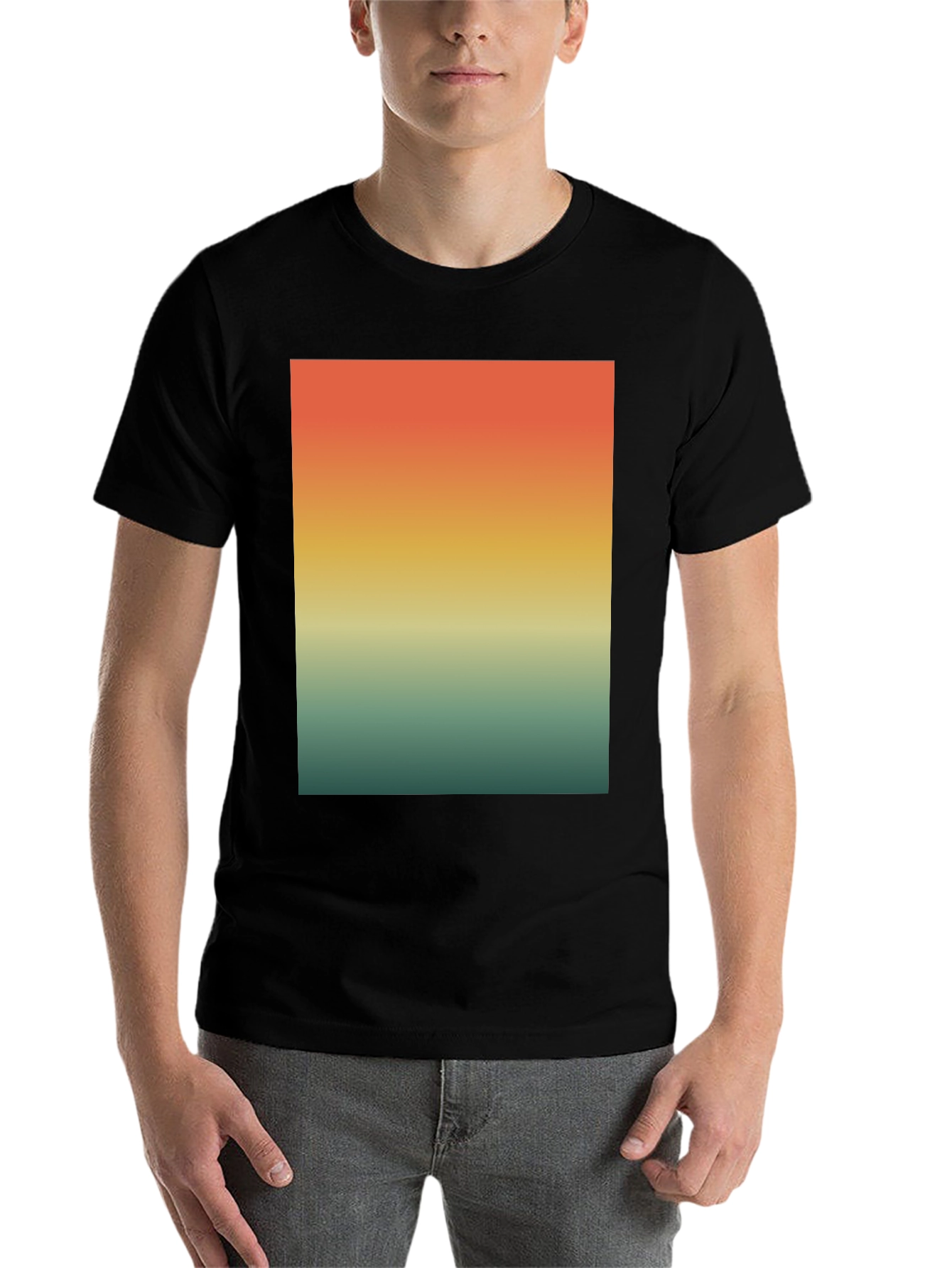 Black Retro Sunset Gradient T-Shirt - Casual Wear view 7