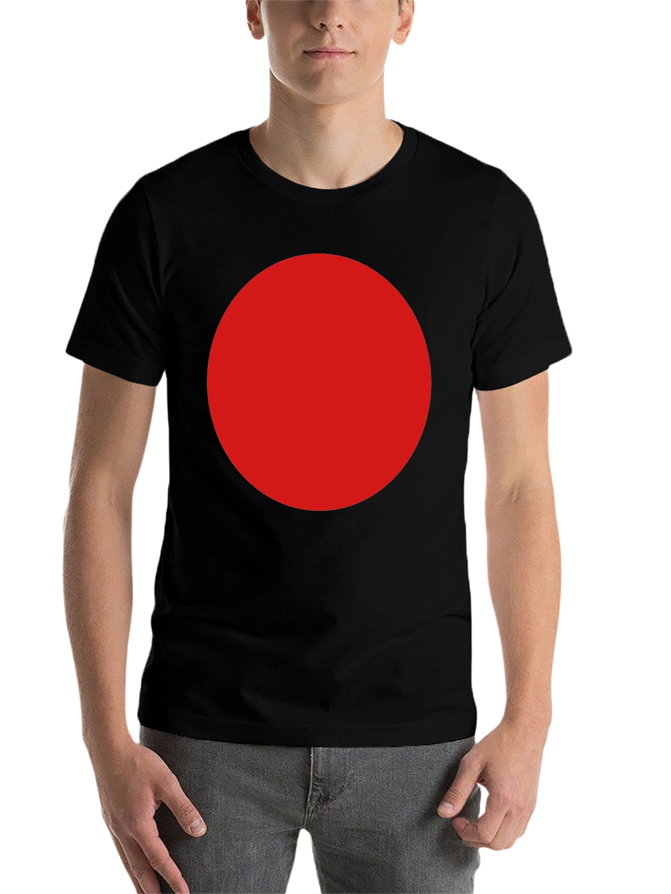 Black Bold Red Circle Graphic Black T-Shirt view 7