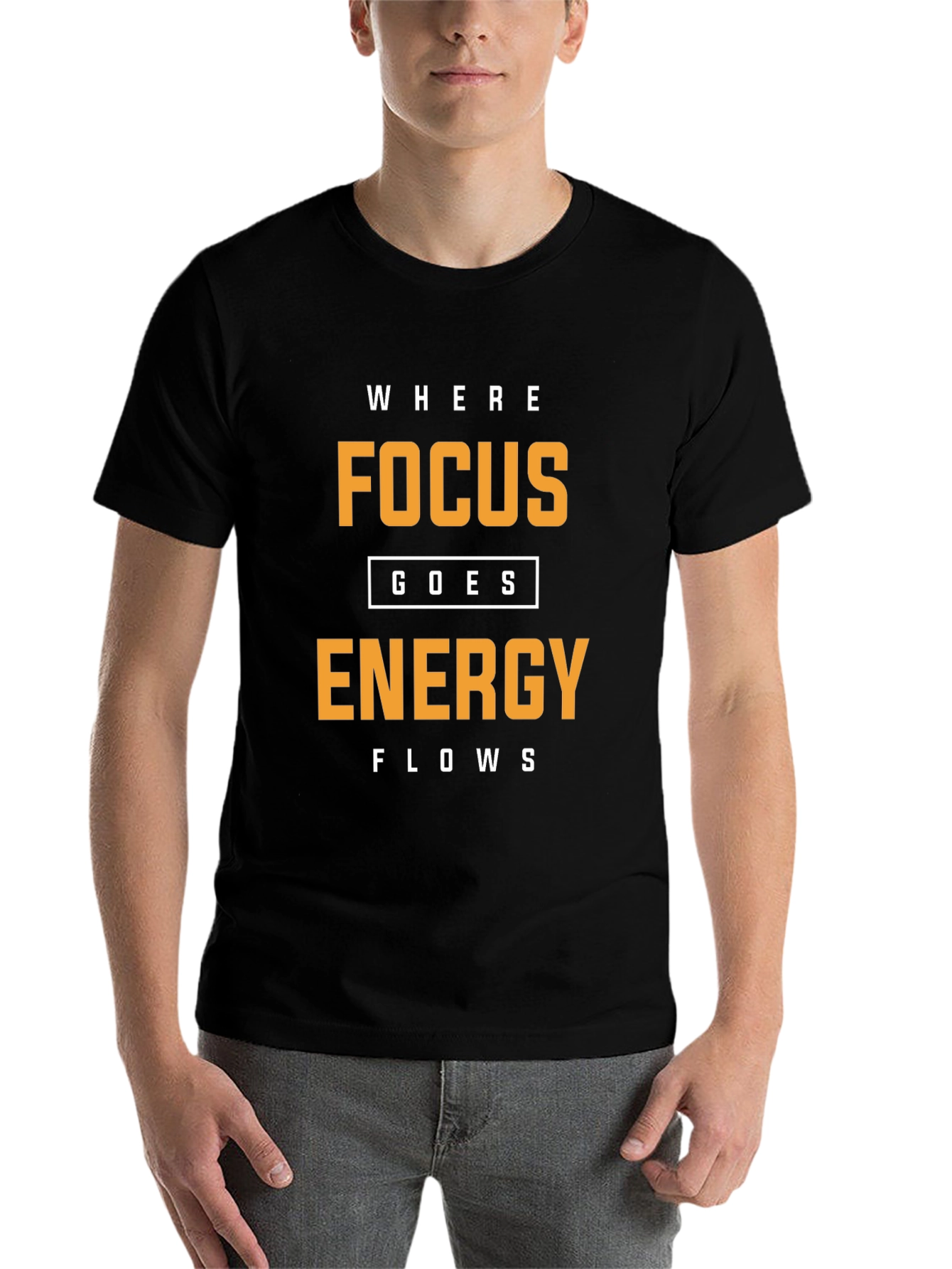 Black Focus Energy Motivational T-Shirt view 7