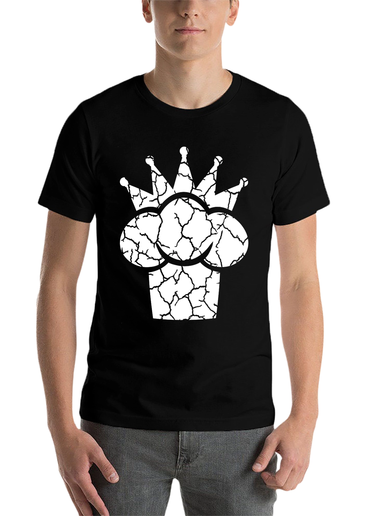 Black Cracked Crown Graphic Tee - Cool Casual Wear view 7