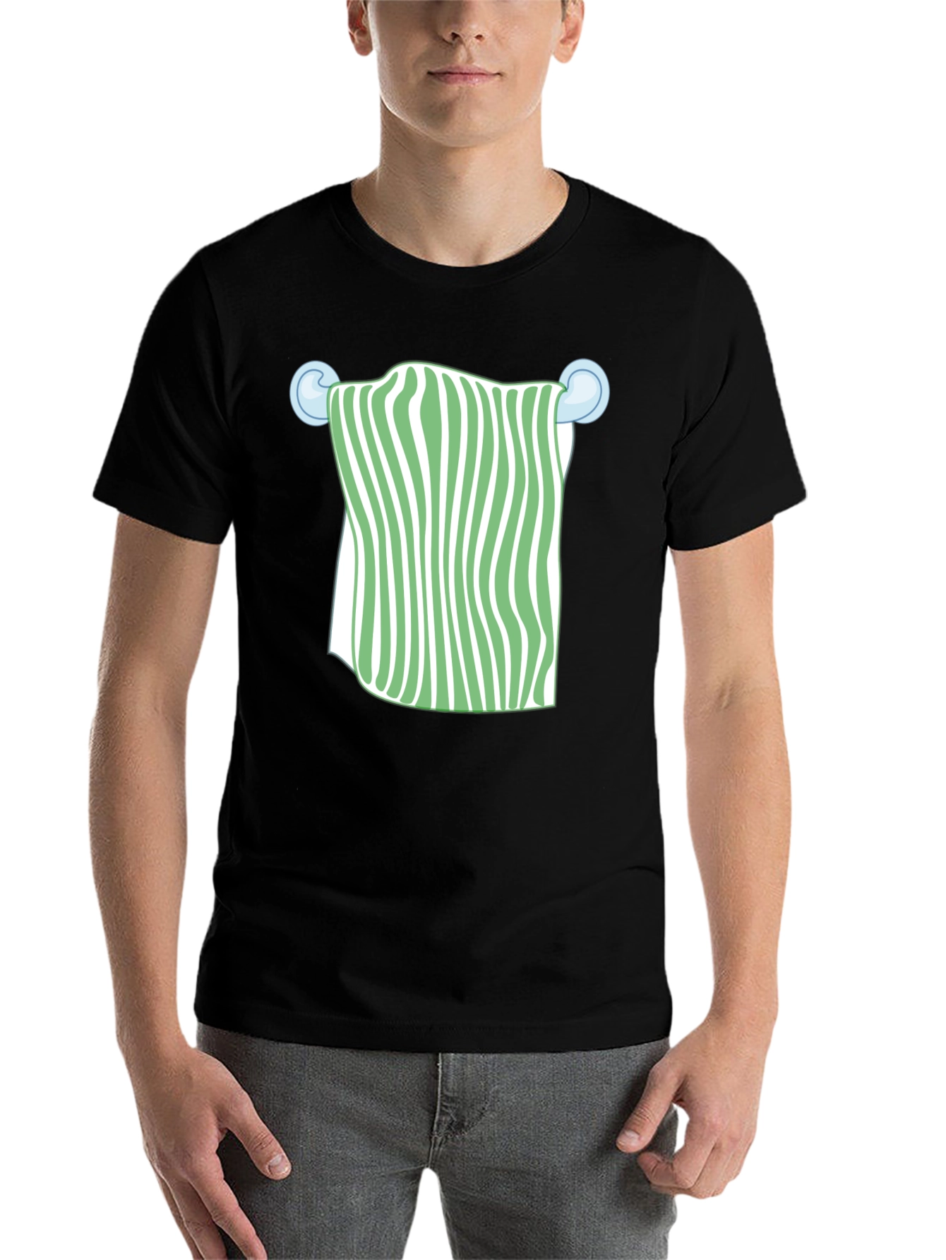 Black Striped Towel Graphic T-Shirt | Trendy Casual Wear view 7