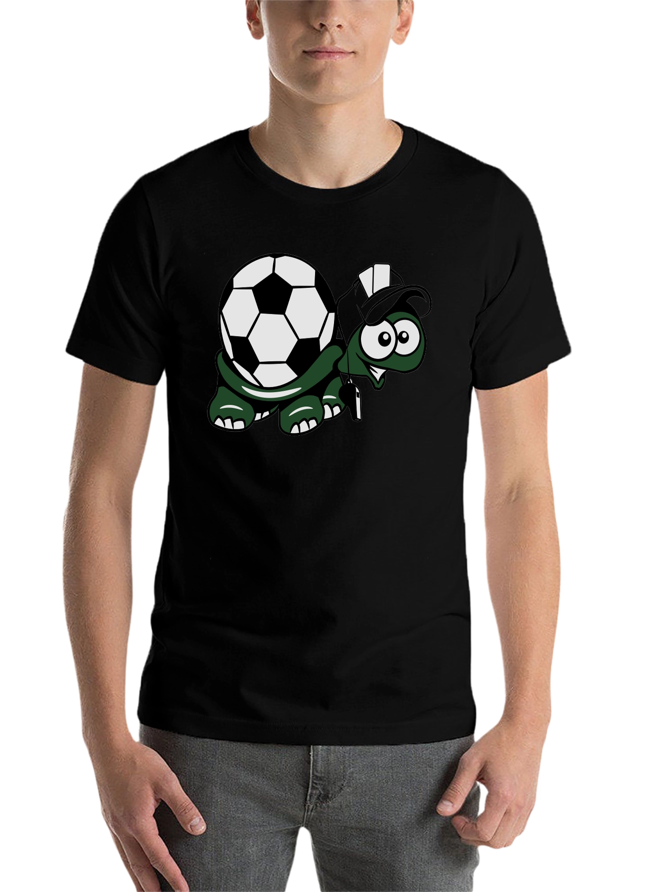 Black Soccer Turtle Graphic Tee - Fun Black T-Shirt view 7
