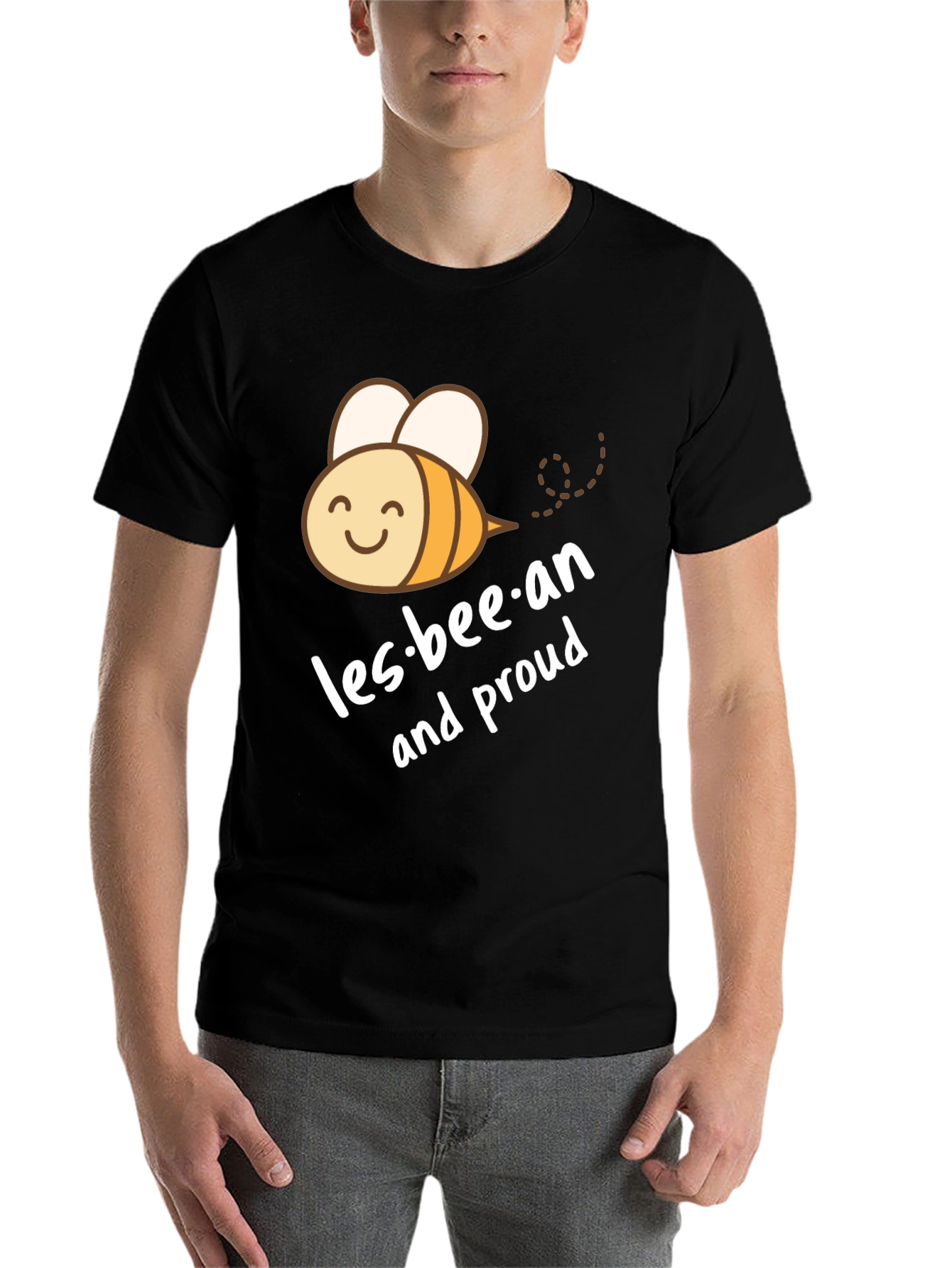 Black Les-bee-an and Proud Black T-Shirt view 7